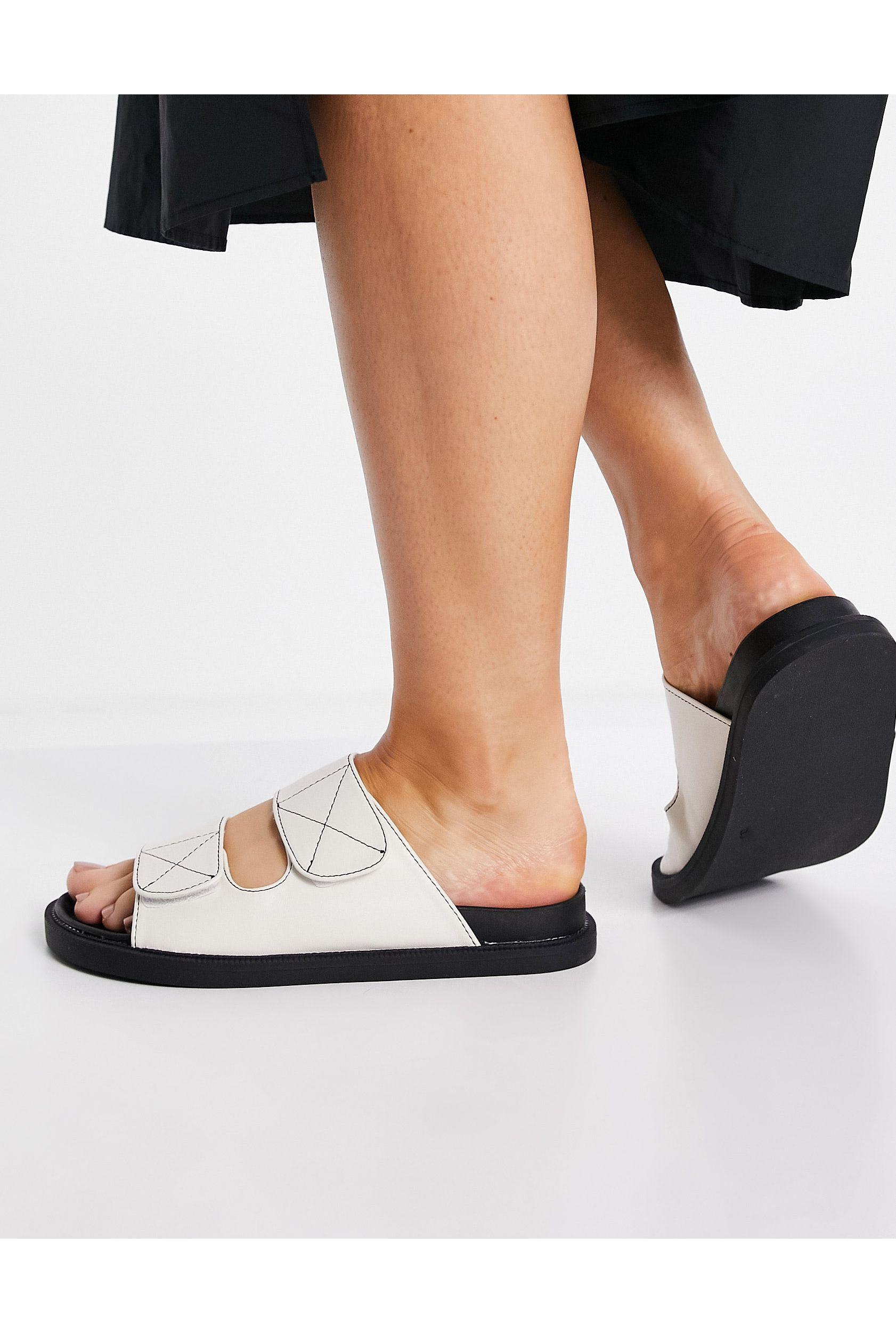 London Rebel Slippers Met Dubbele Band En Dikke Zool in het Wit - Lyst