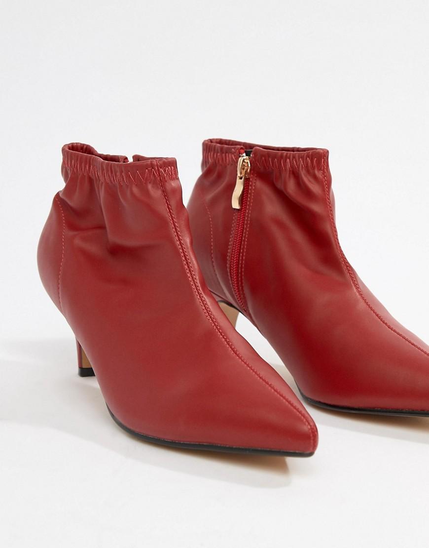 red ankle boots kitten heel