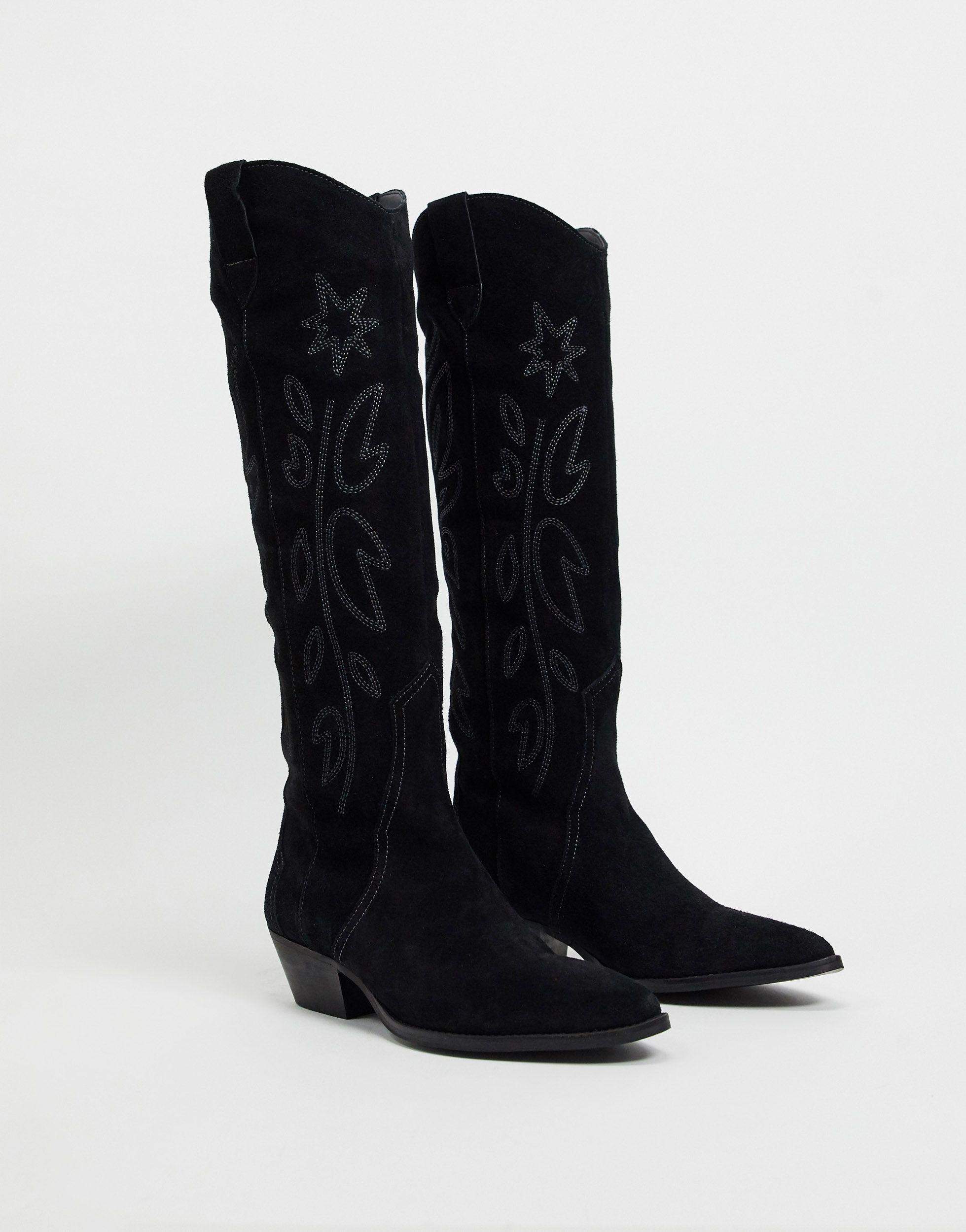 pull&bear platform heel knee boots