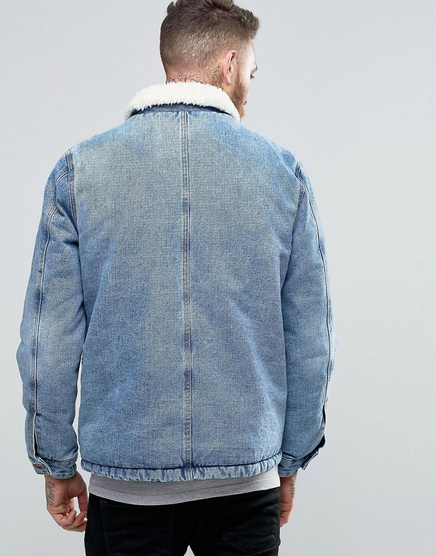 ASOS Fully Borg Lined Denim Jacket In 