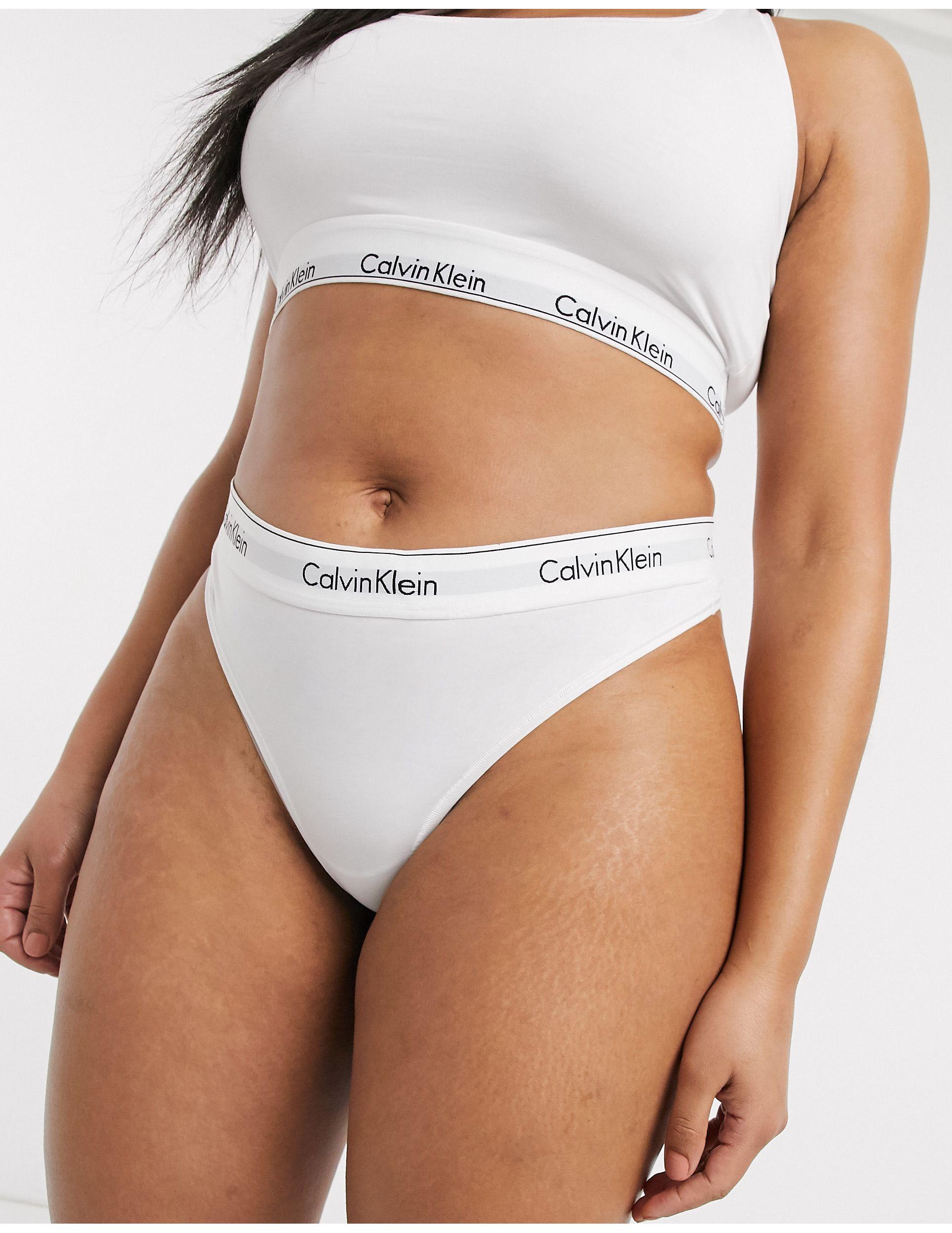 Calvin Klein Plus Size Modern Cotton Thong in White | Lyst