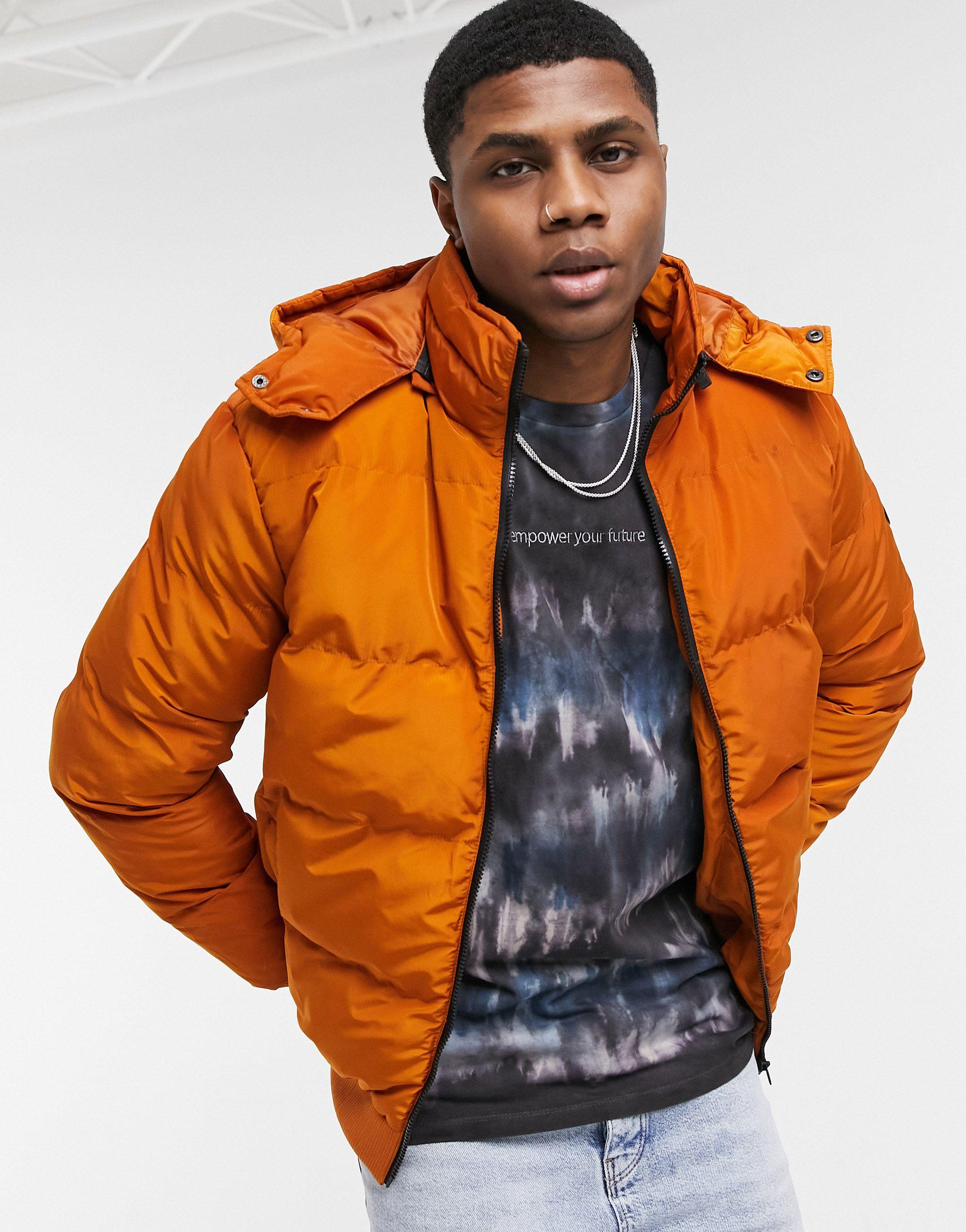 orange bubble coat mens