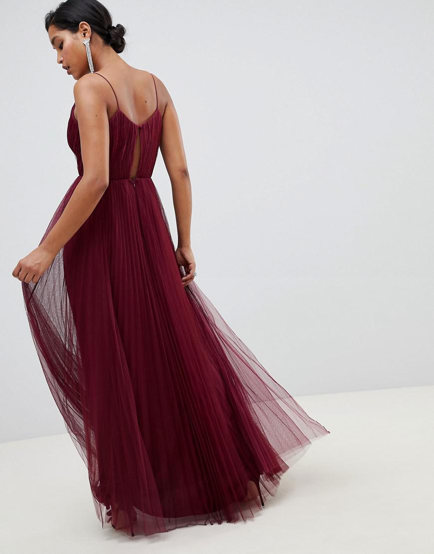 pleated tulle maxi dress