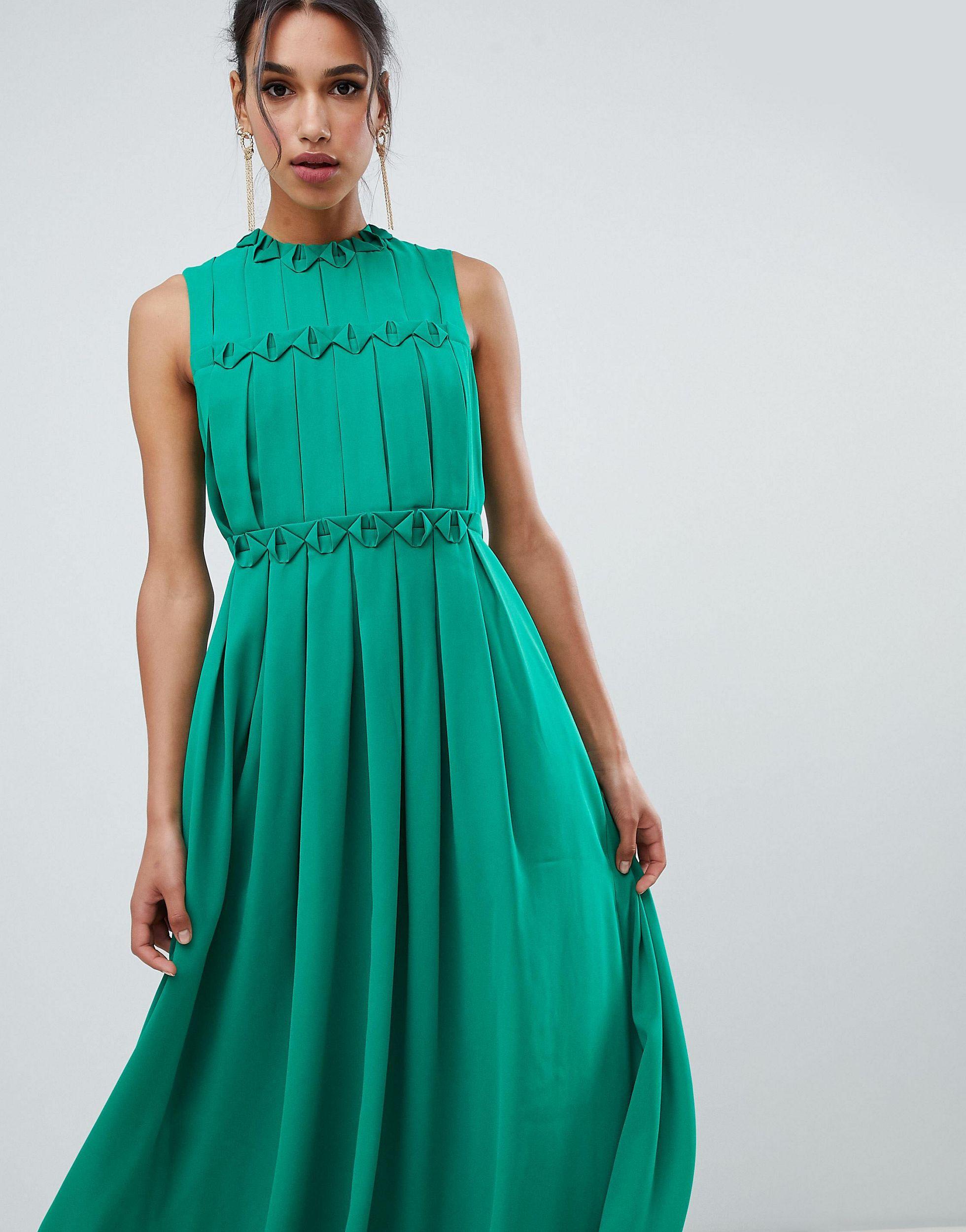 Ted Baker Origami Folded Maxi Dress in Green | Lyst