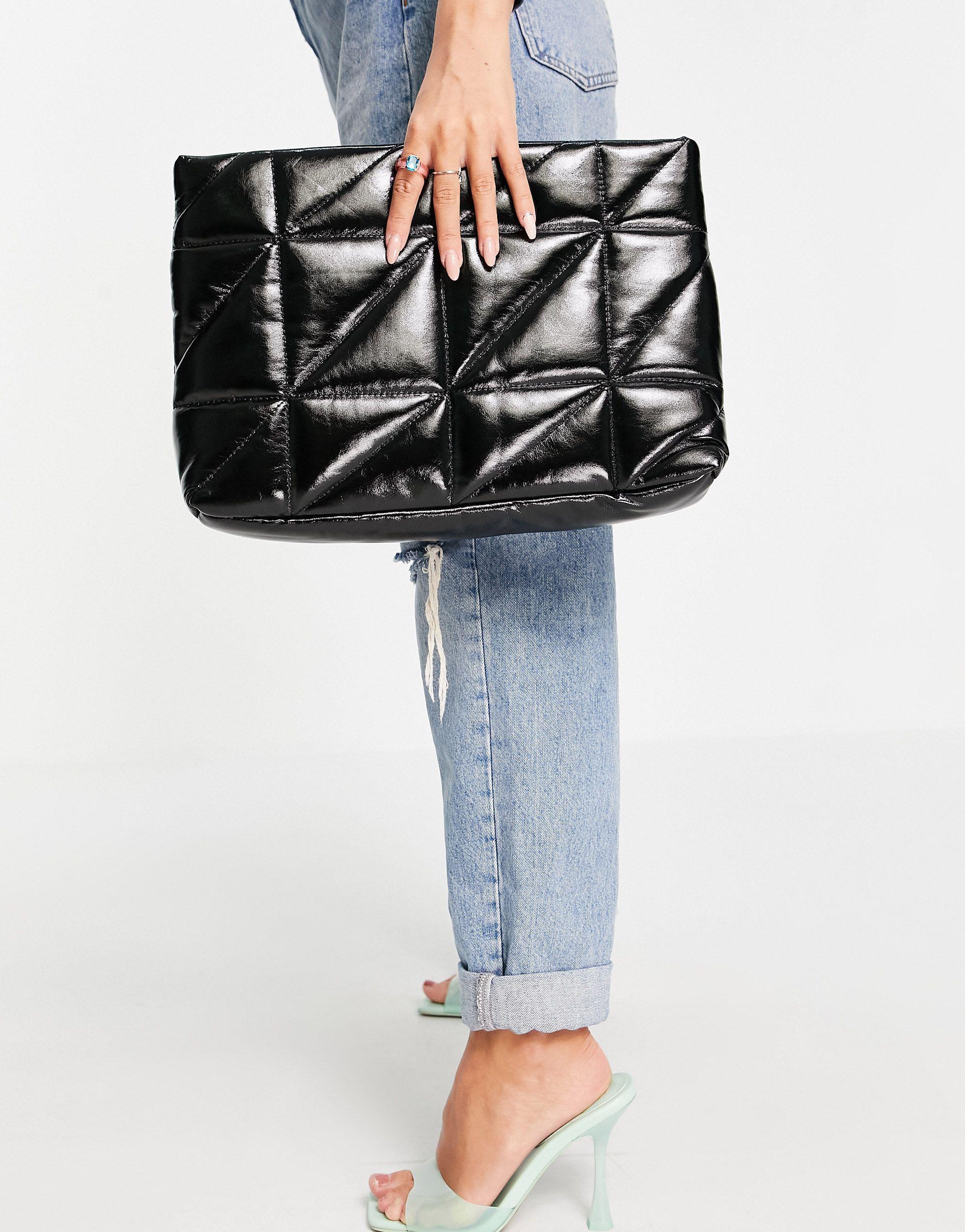 TOPSHOP Large Quilted Clutch Bag in Black | Lyst Australia