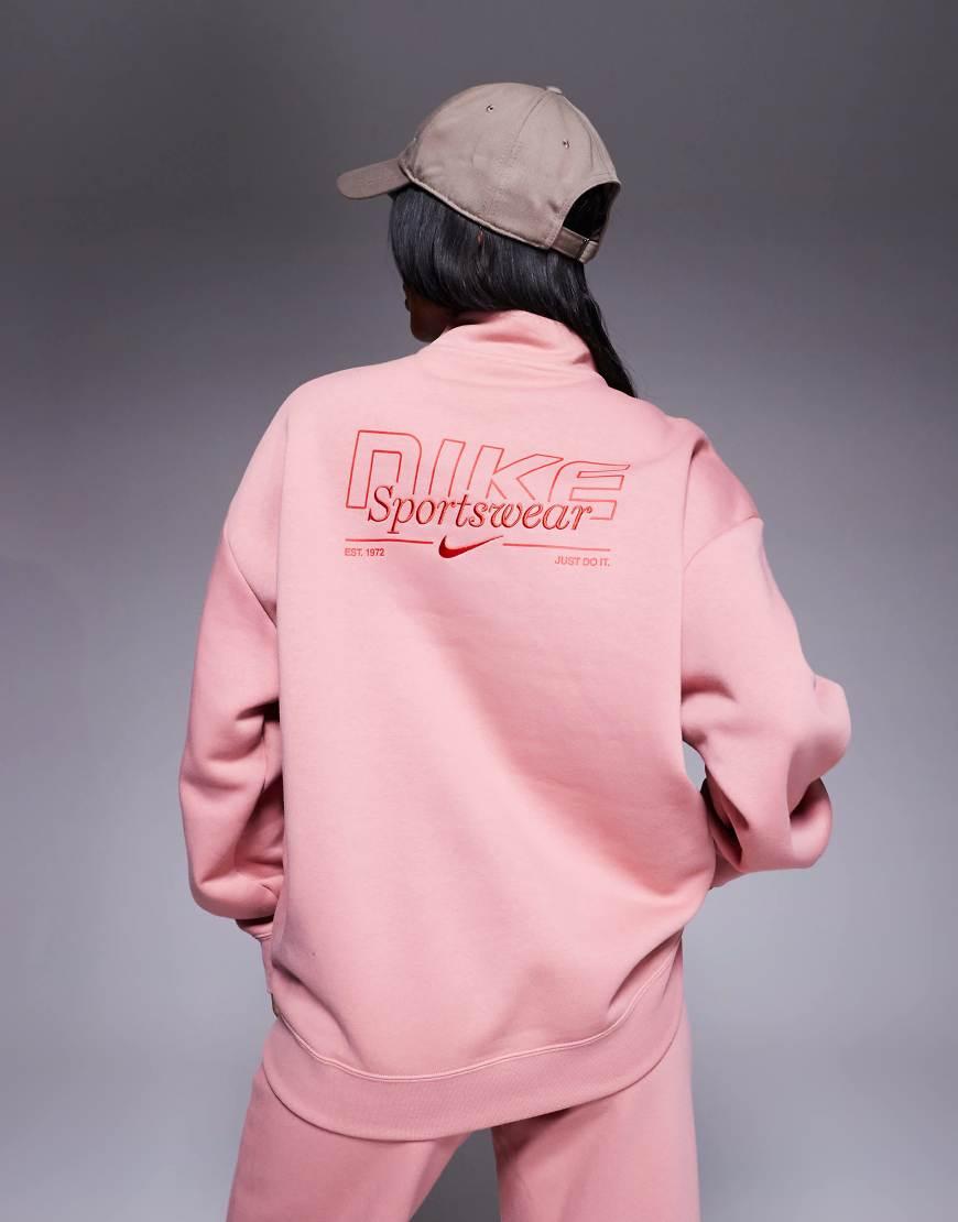 pink nike swoosh half zip
