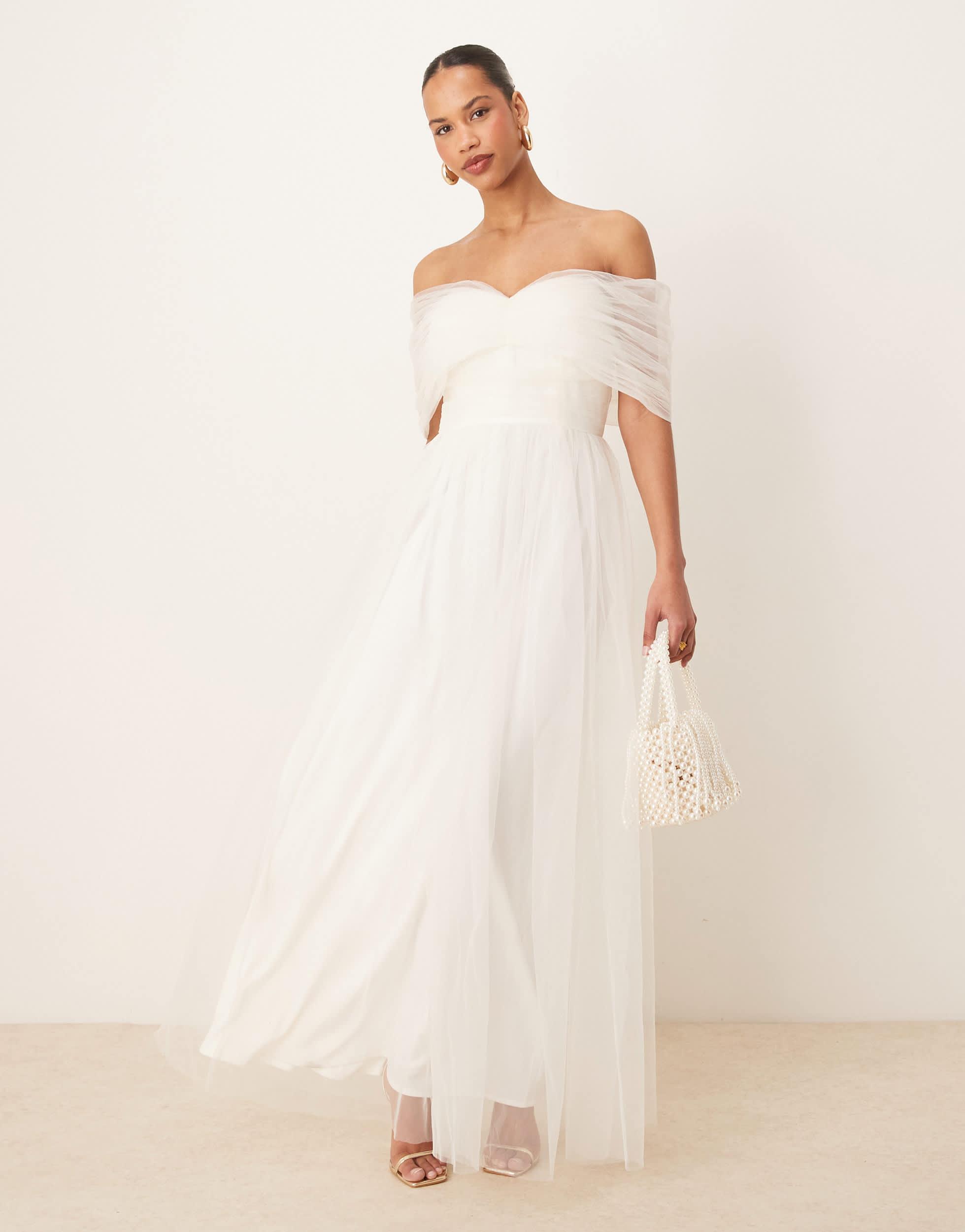Bohemian Plus Size Wedding Dresses Beauut Plus Bridal Bardot Tiered Tulle Maxi  Dress With Embellished Top