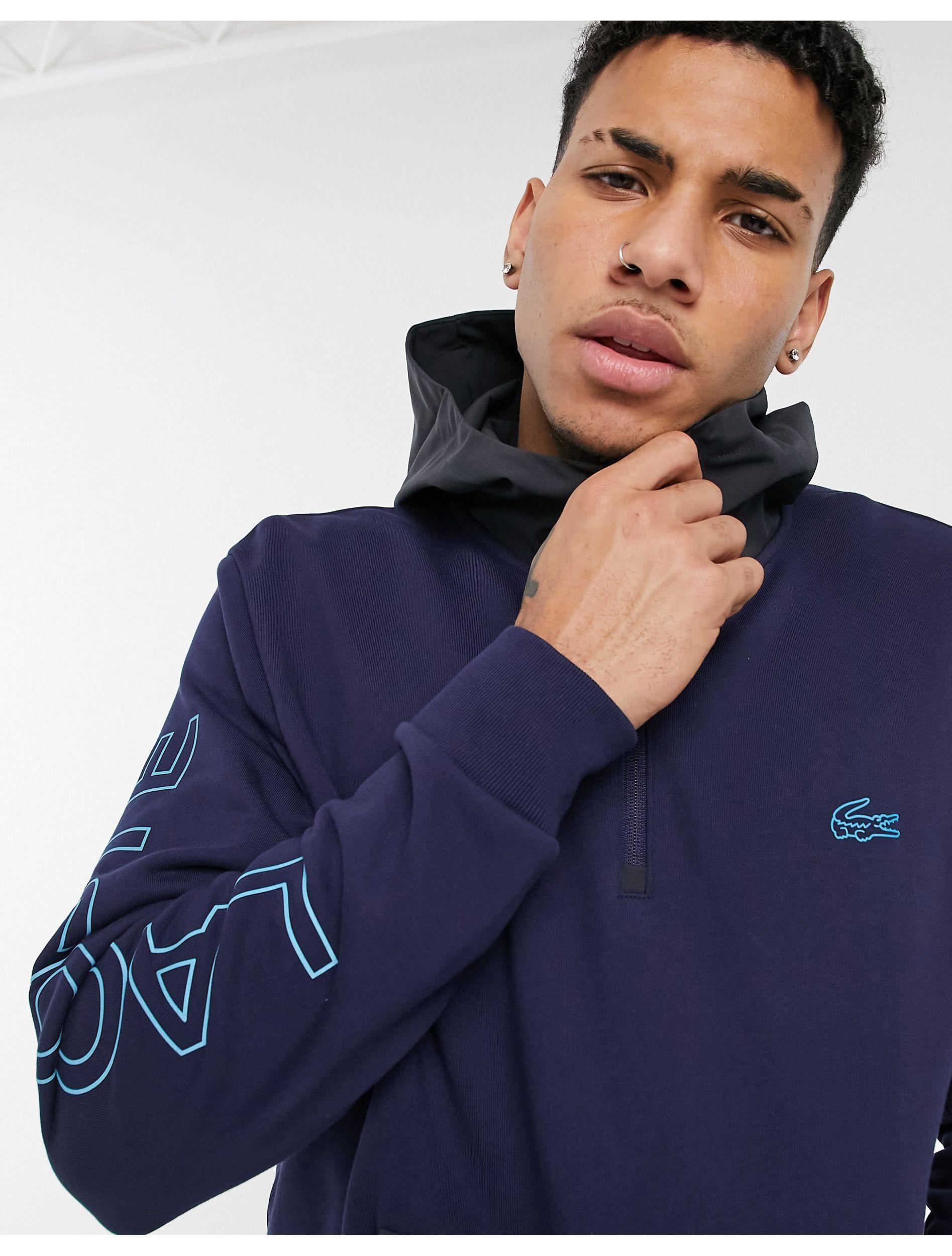 Sudadera con capucha y cremallera bicolor Lacoste de hombre de color Azul |  Lyst