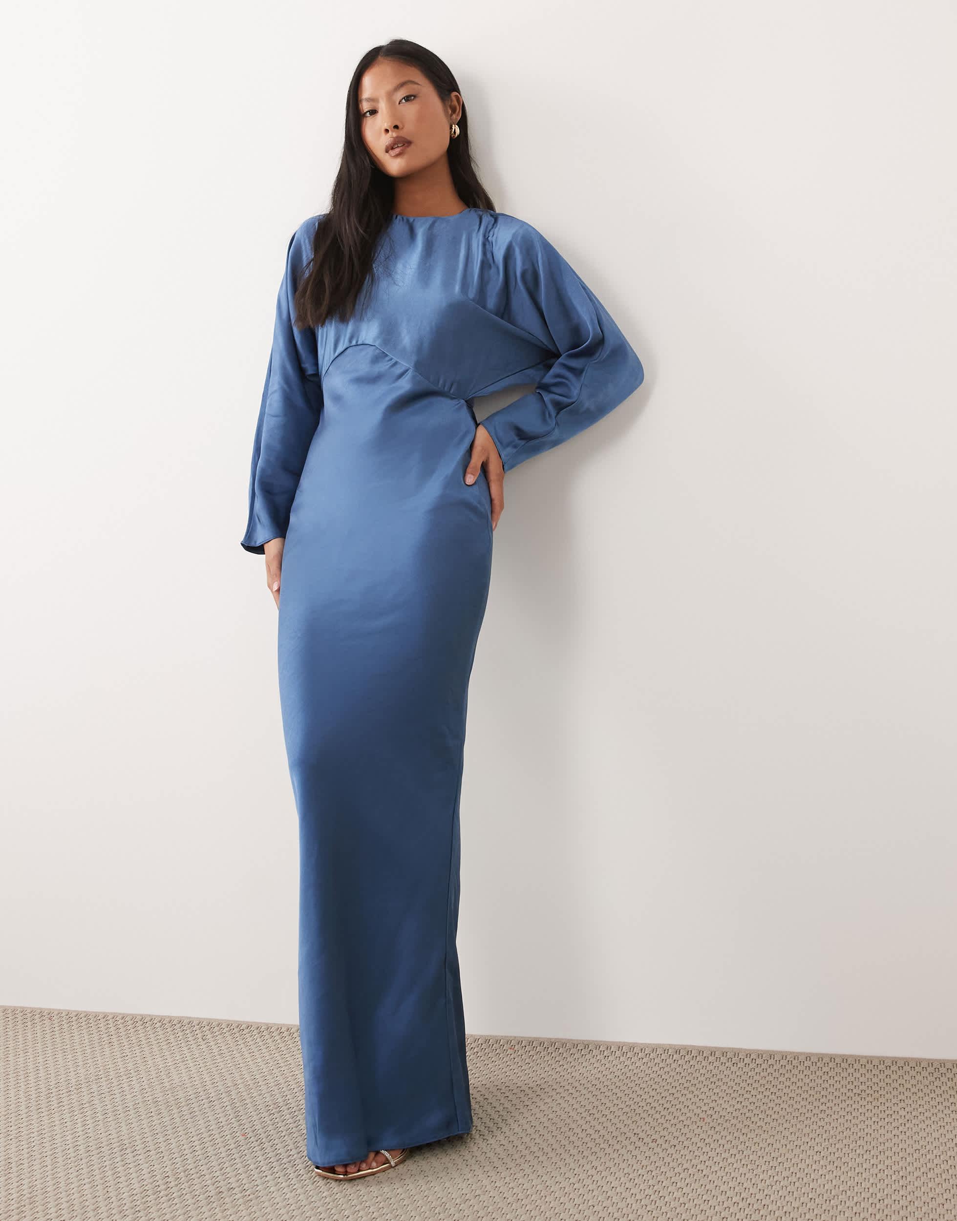 asos design maxi dress batwing sleeve bias cut ASOS Design - Maxi Dress - Women - Polyester/Spandex - 6 US