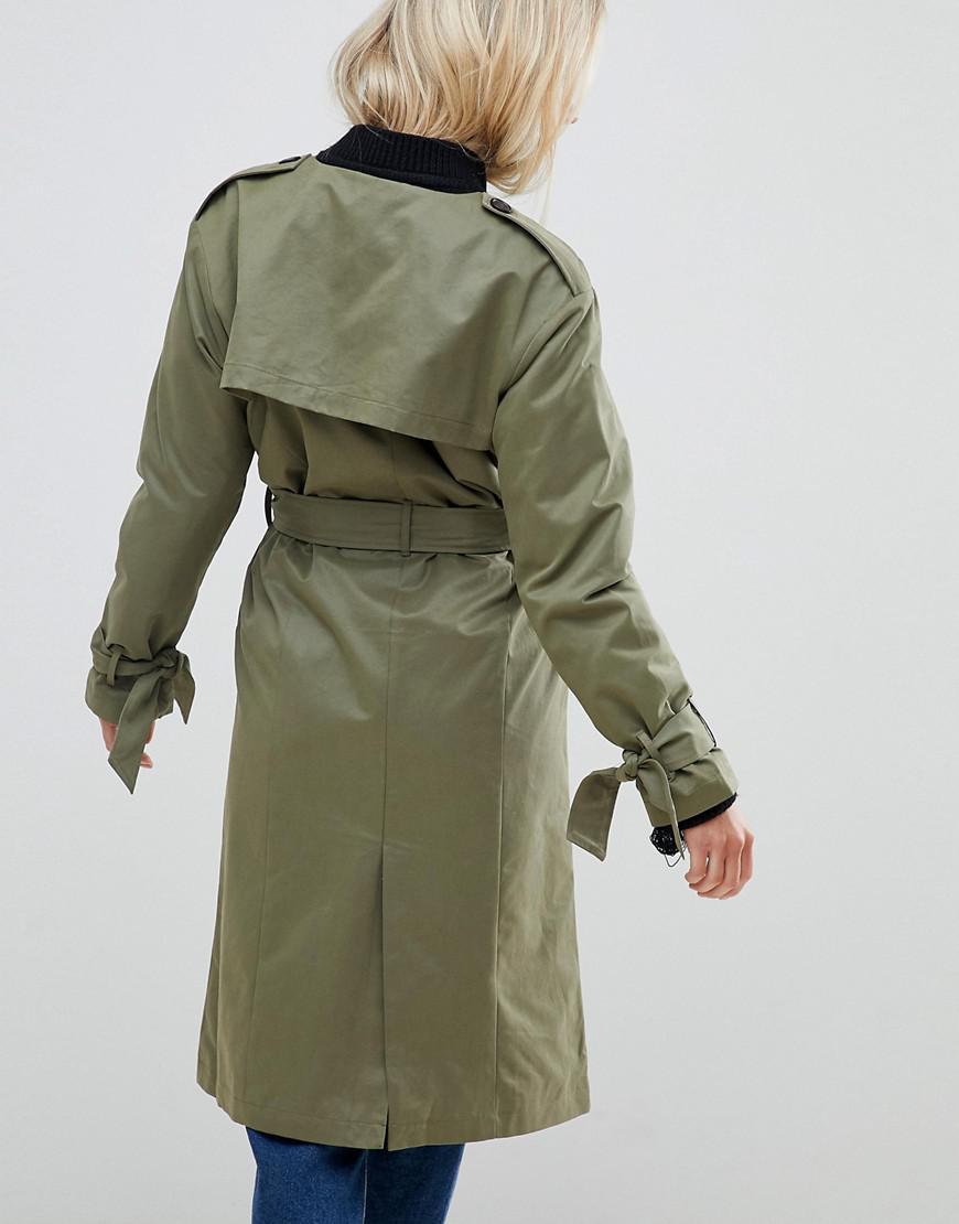 collarless trench coat