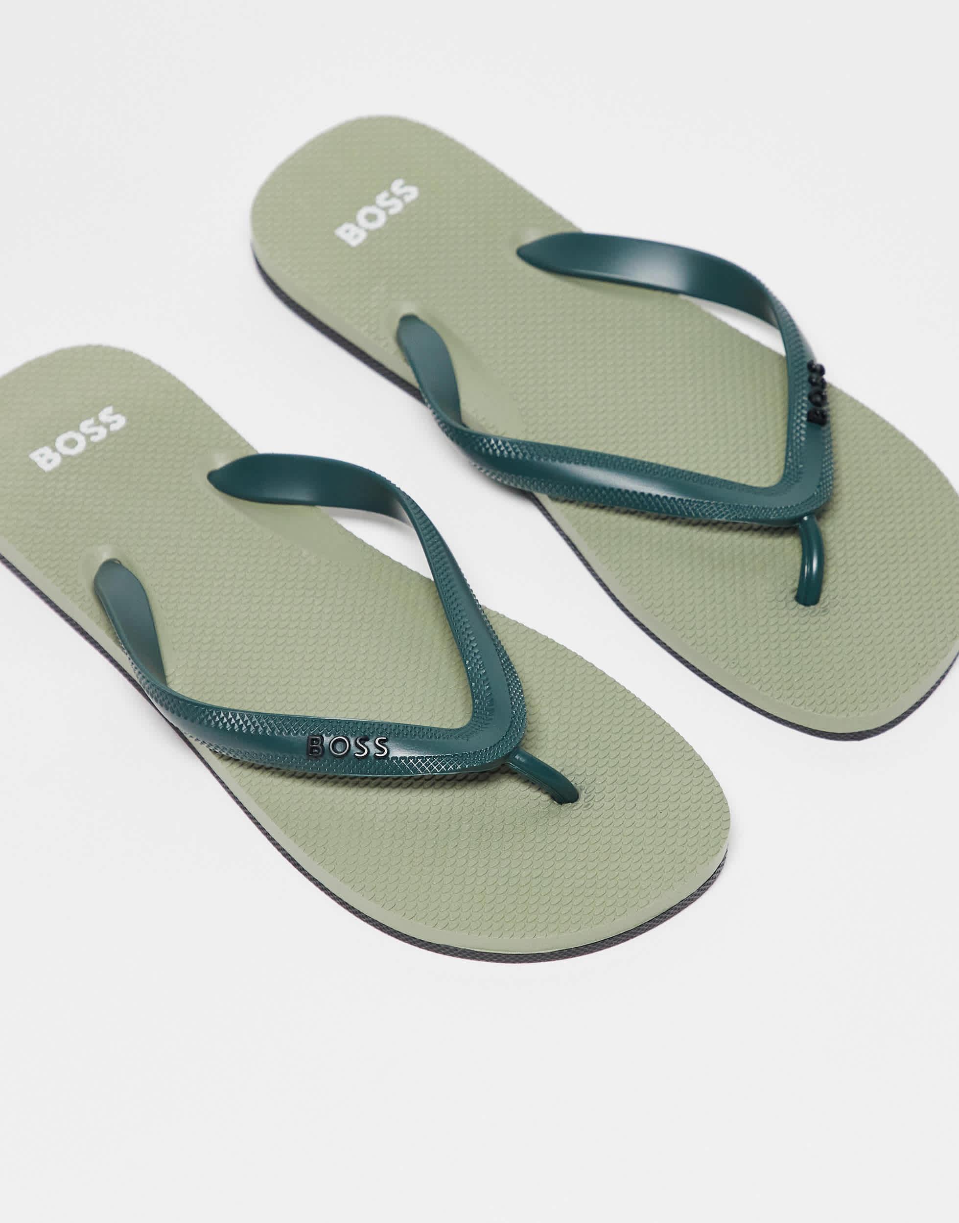 BOSS Boss Tracy Logo Flip Flops in Green for Men | Lyst