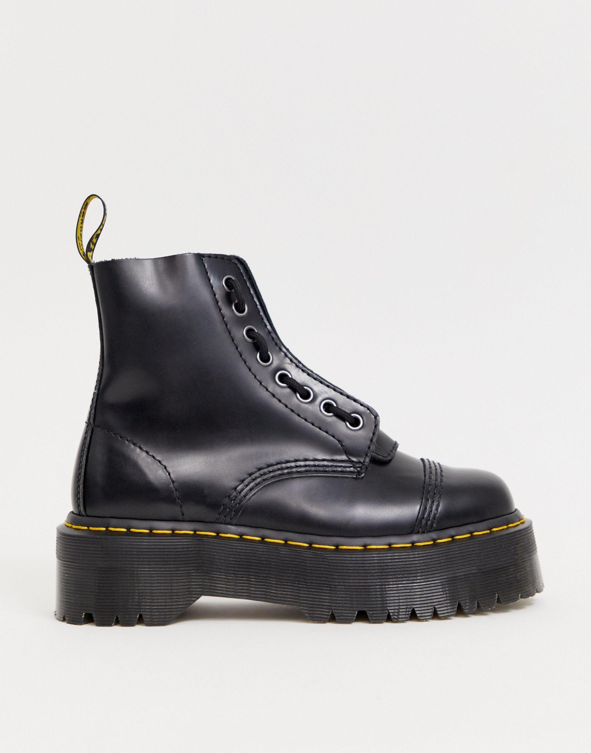 Botas con plataforma plana gruesa en cuero con cremallera sinclair
