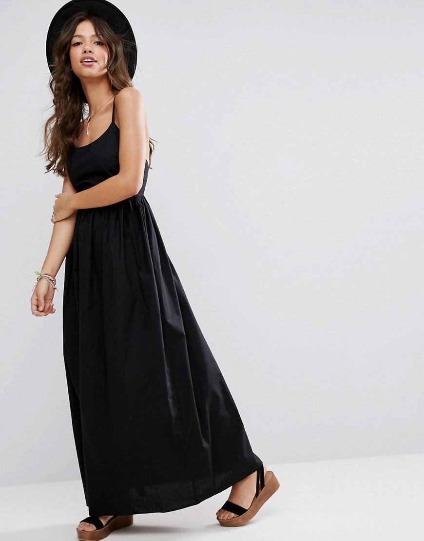 ASOS Open Back Maxi Dress In Casual Fabric in Black | Lyst