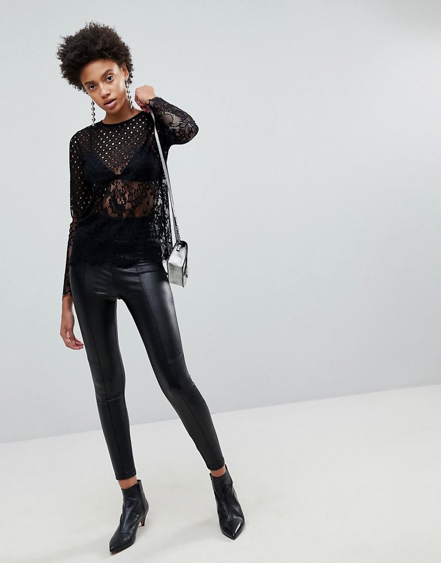 Stradivarius Leather Look Trouser in 