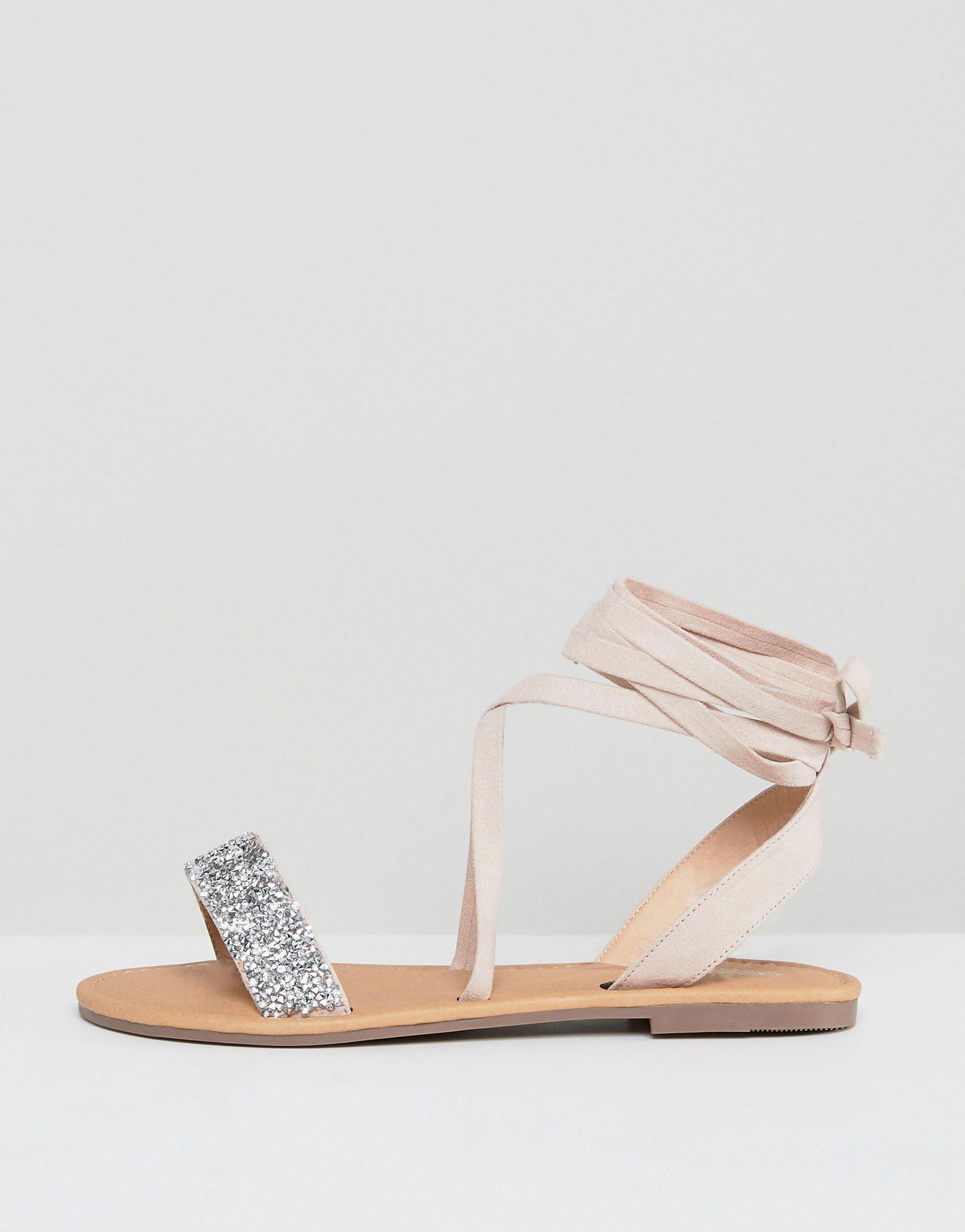 asos fi embellished flat sandals
