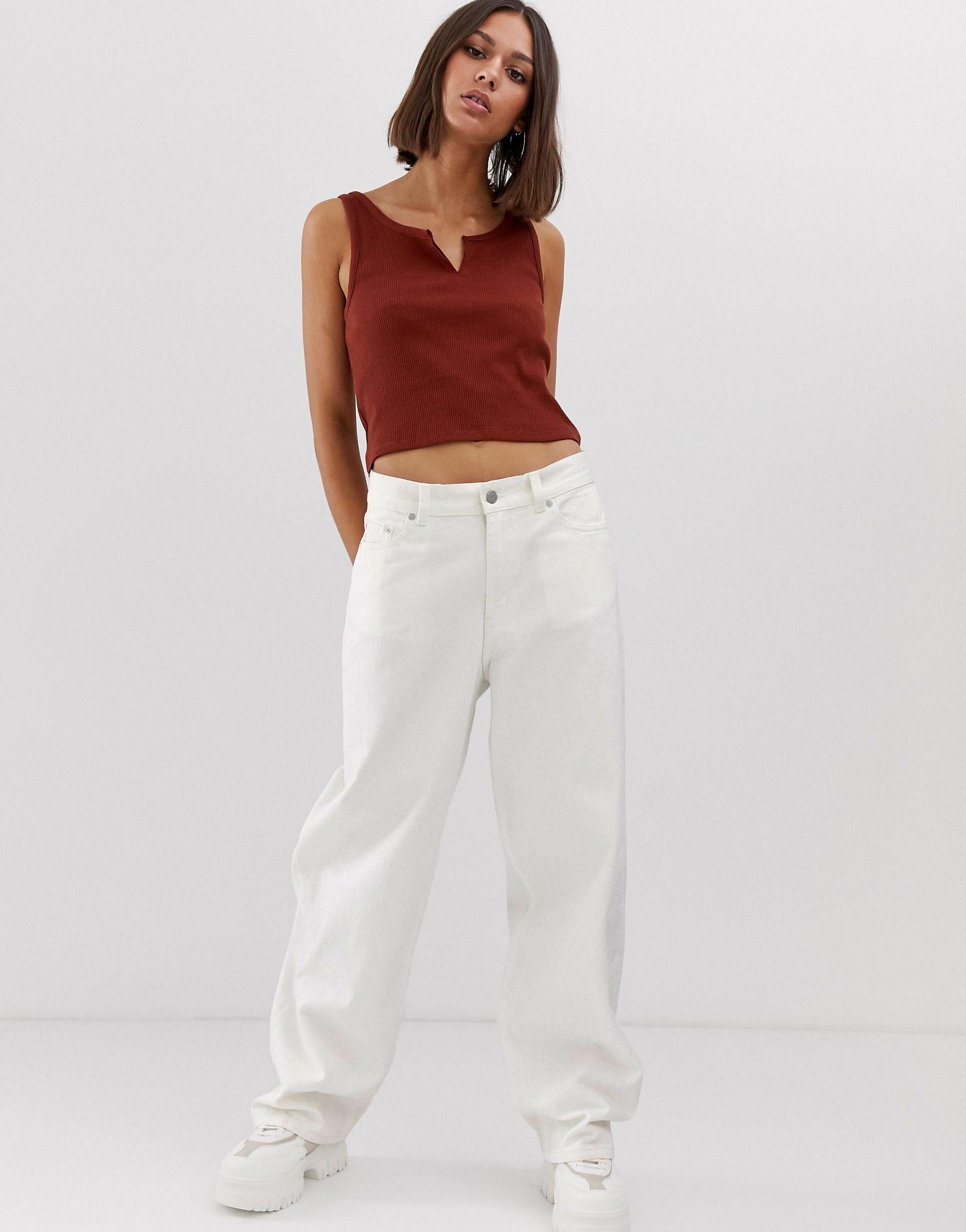 Weekday Cotton Oversized Low Rise Wide Leg Jeans in White | Lyst