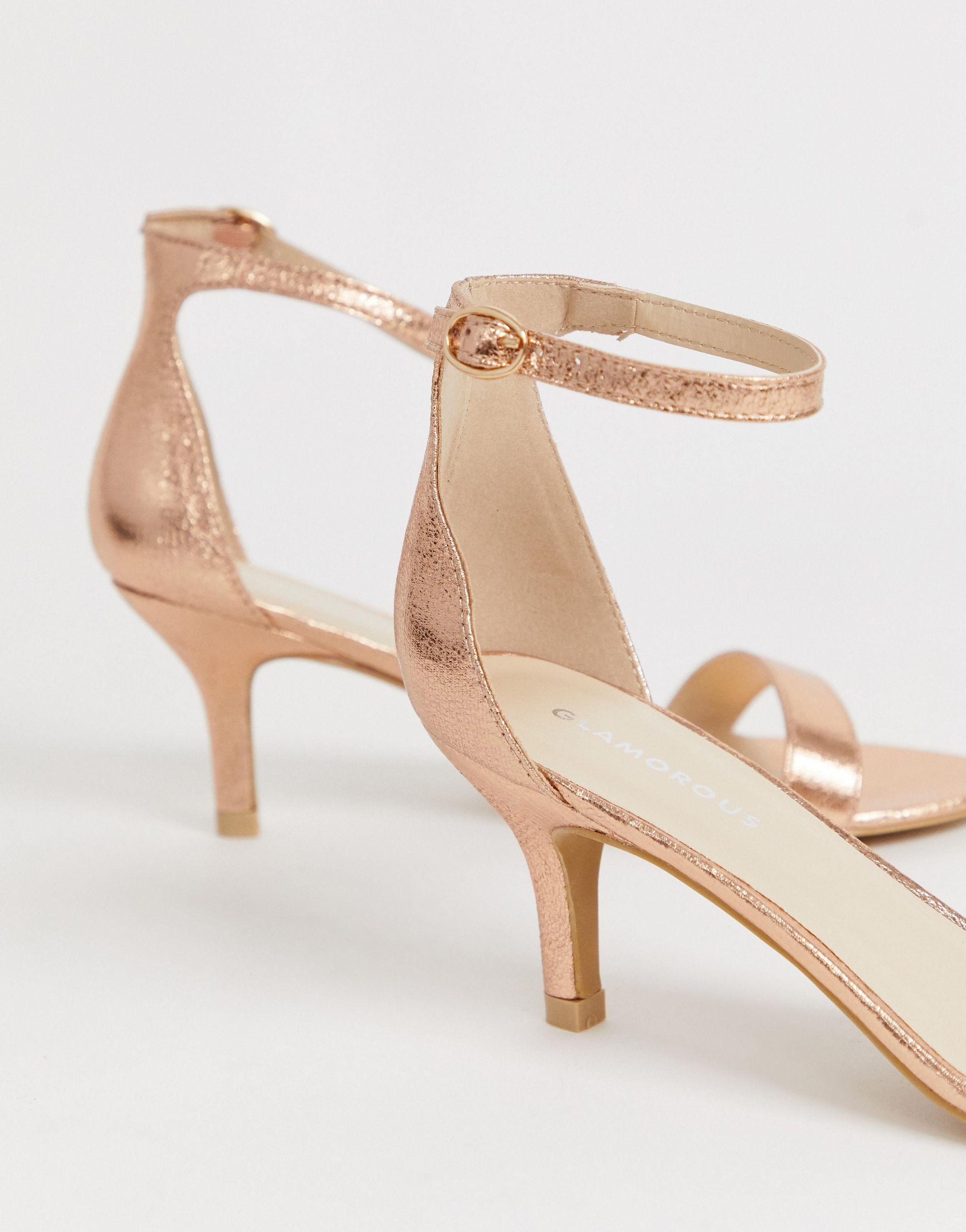 kitten heel rose gold shoes