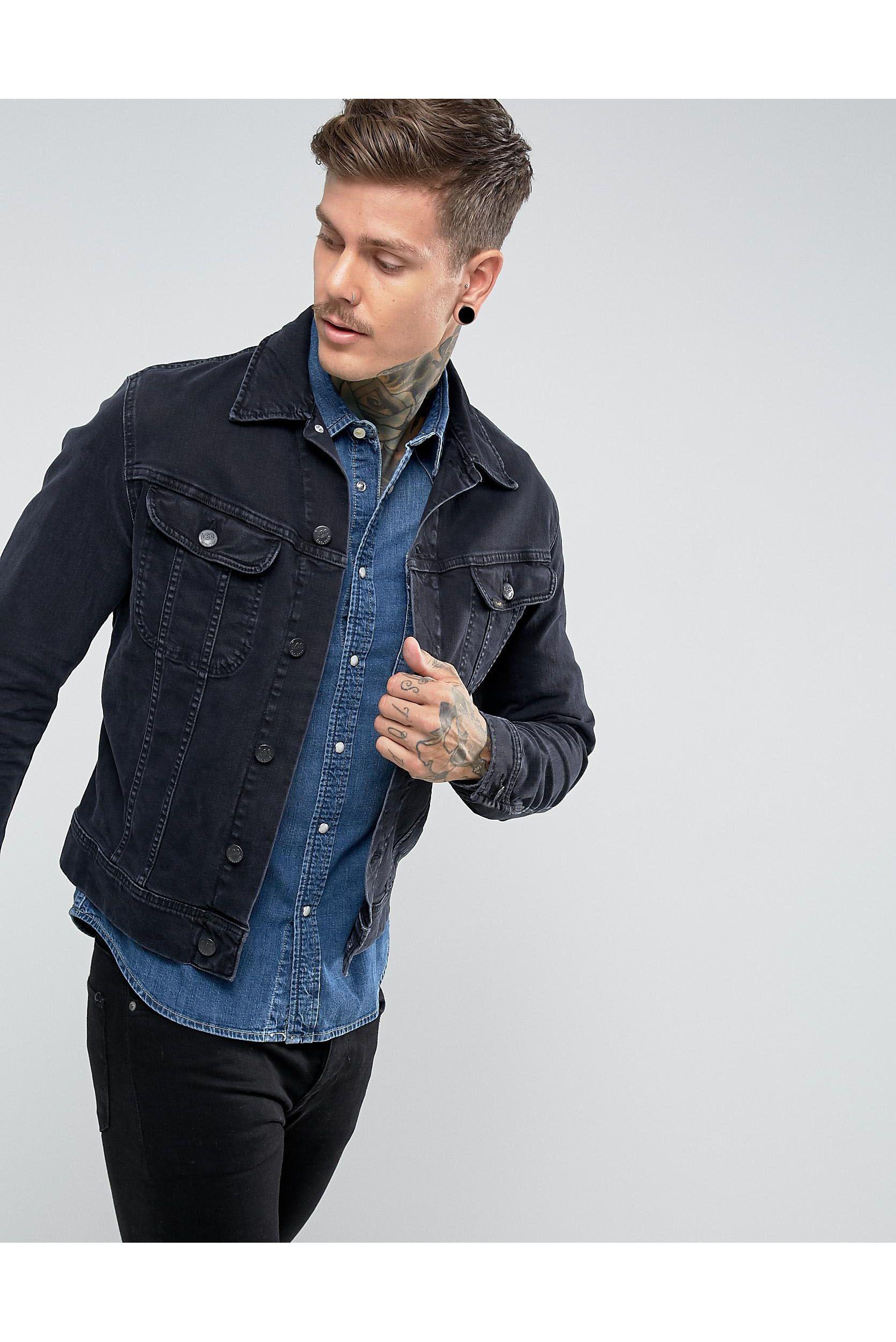 Lee Jeans Denim Rider Jacket Slim Vintage Fit Blue Black for Men - Lyst