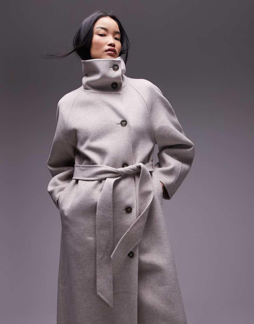 & Other Stories Belted Wool Maxi Coat With High Funnel And Sculptural  Sleeves in Purple | Lyst UK