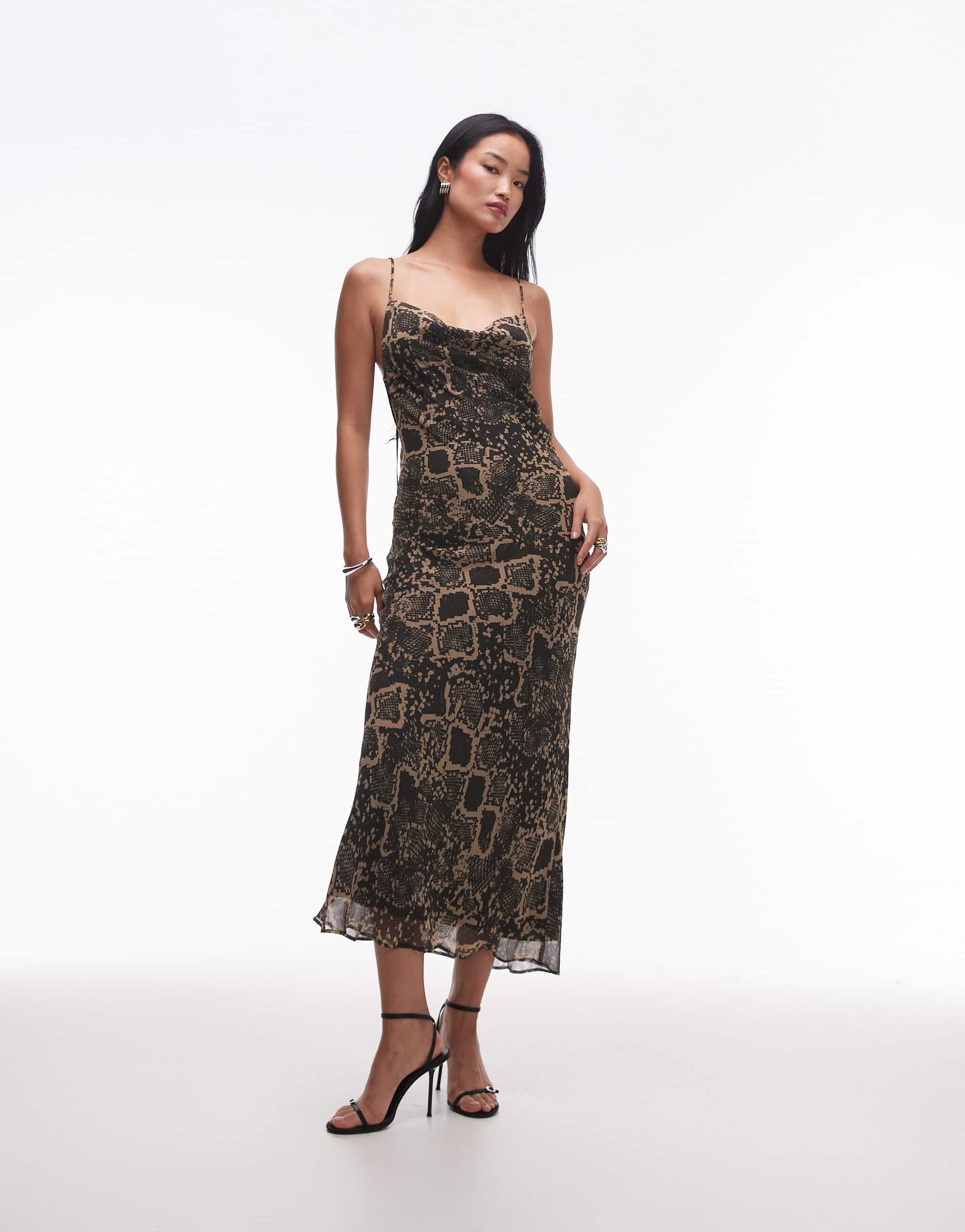 Animal Print Topshop Cowl Neck Slip Dress Leopard Print Miss