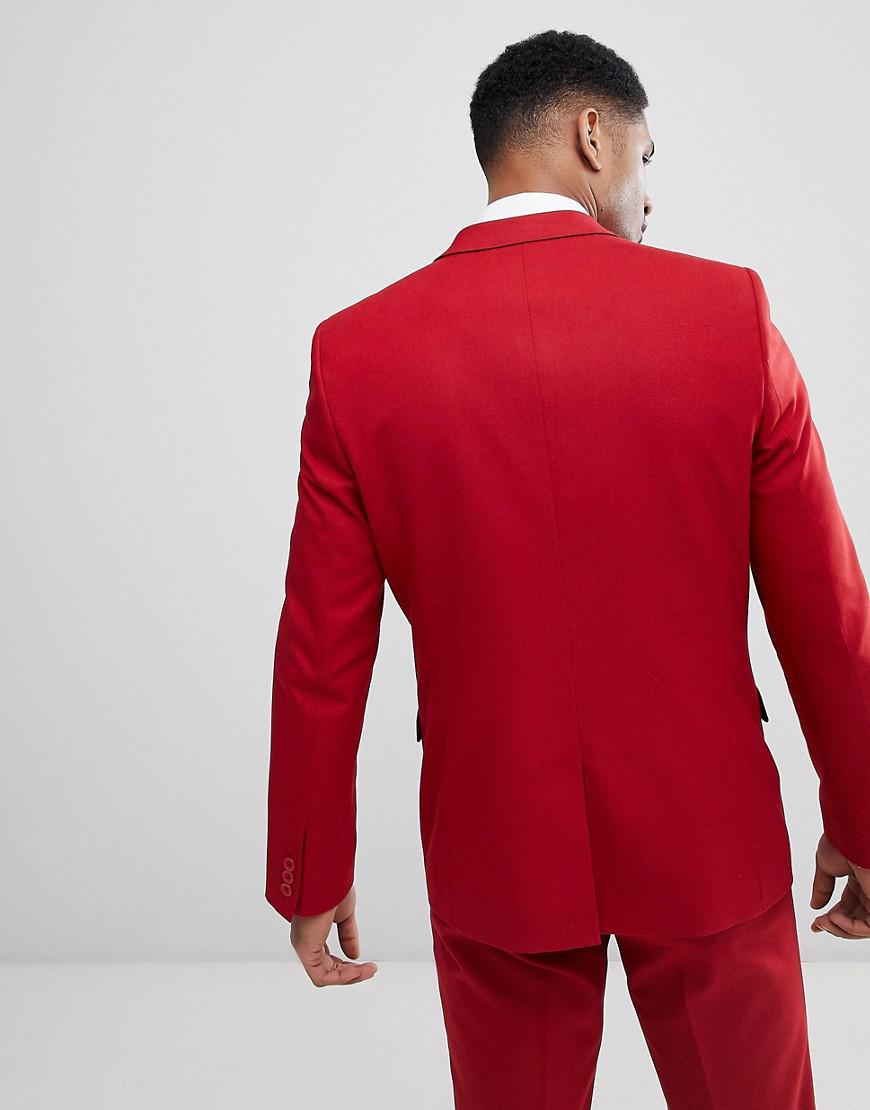 ASOS Skinny Suit Jacket In Scarlet Red for Men - Lyst