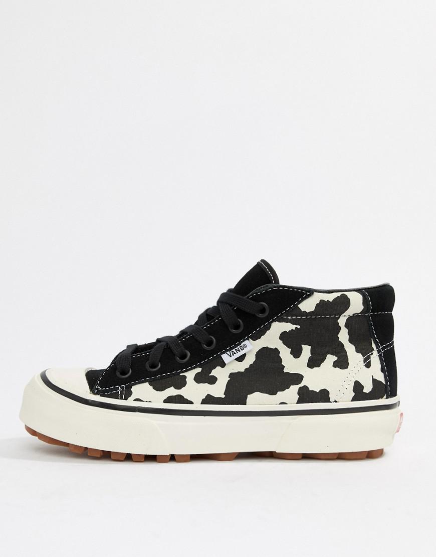 vans style 29 mid dx cow print trainers