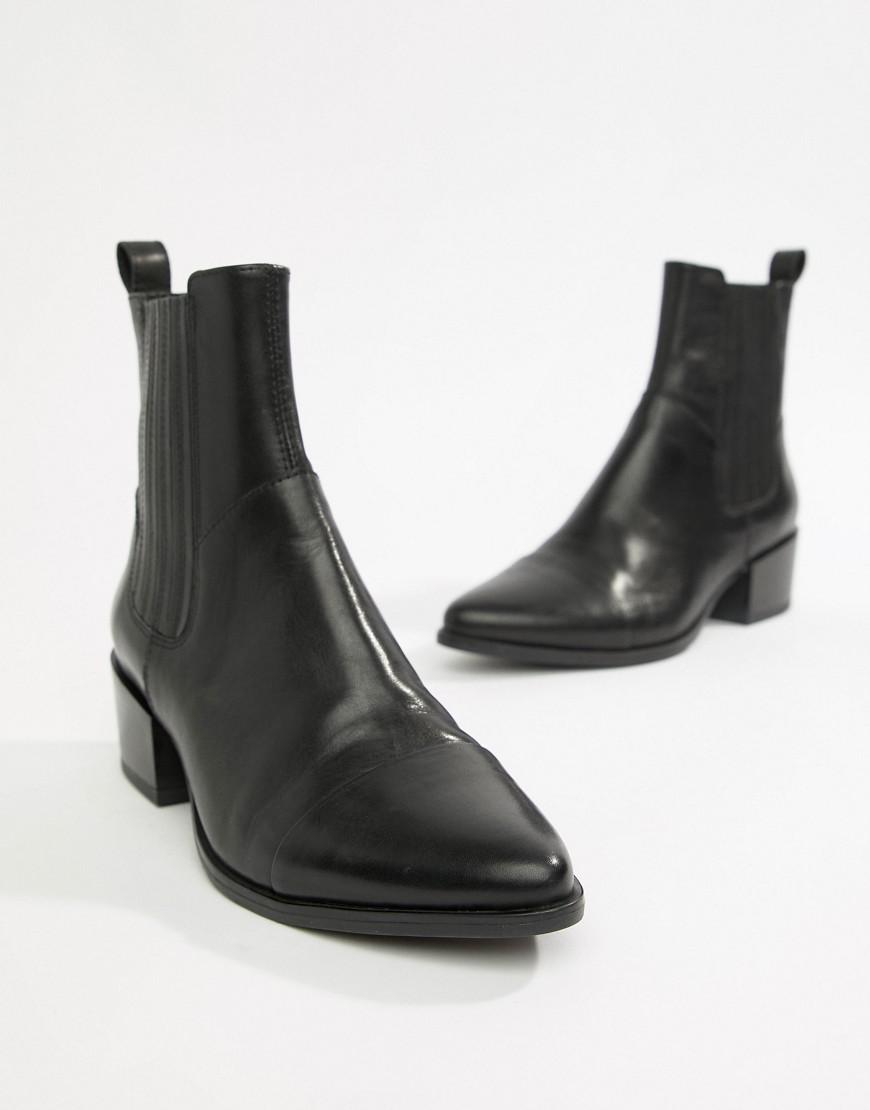 Vagabond Marja Black Leather Western Pointed Ankle Boots - Lyst
