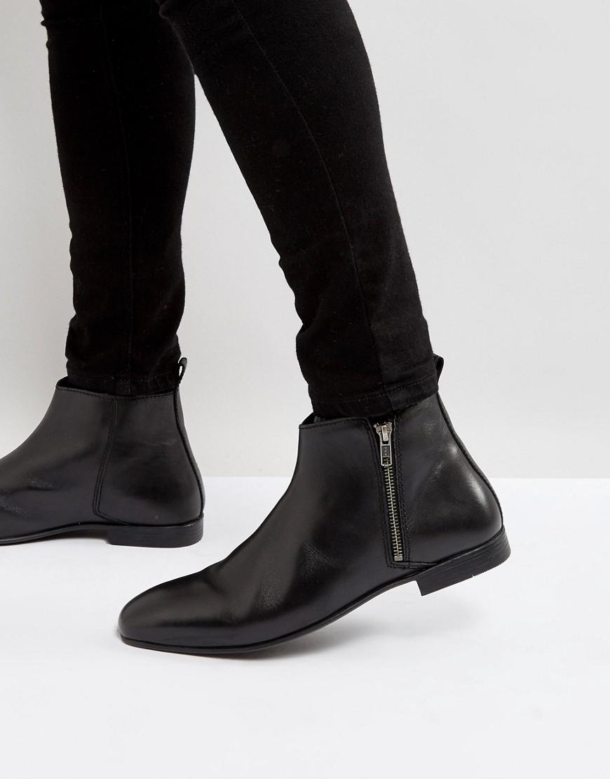 Wright Zip Chelsea Boots Black Leather for Men |