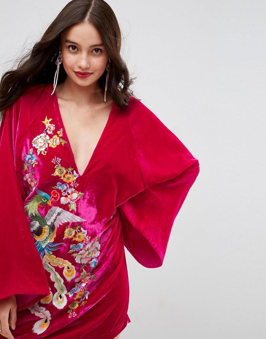 asos embroidered mini dress