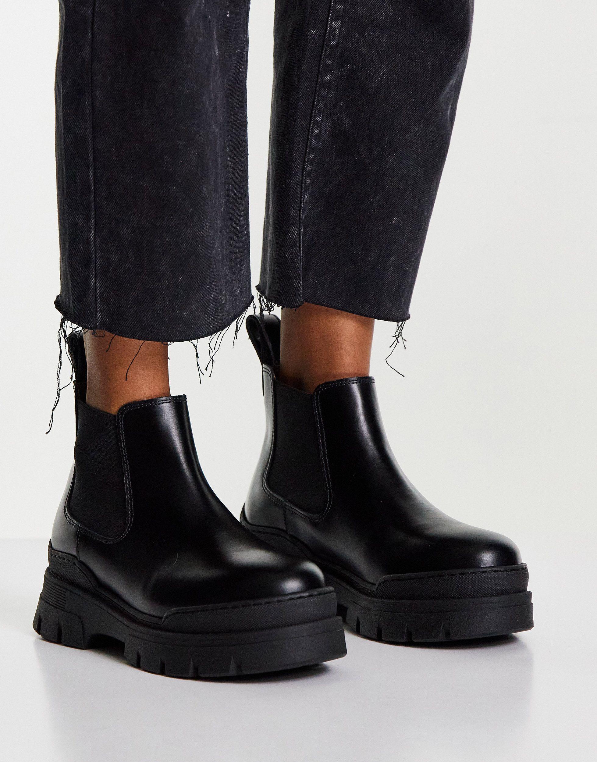 & Other Stories Leather Chunky Sole Ankle Boots in Black | Lyst