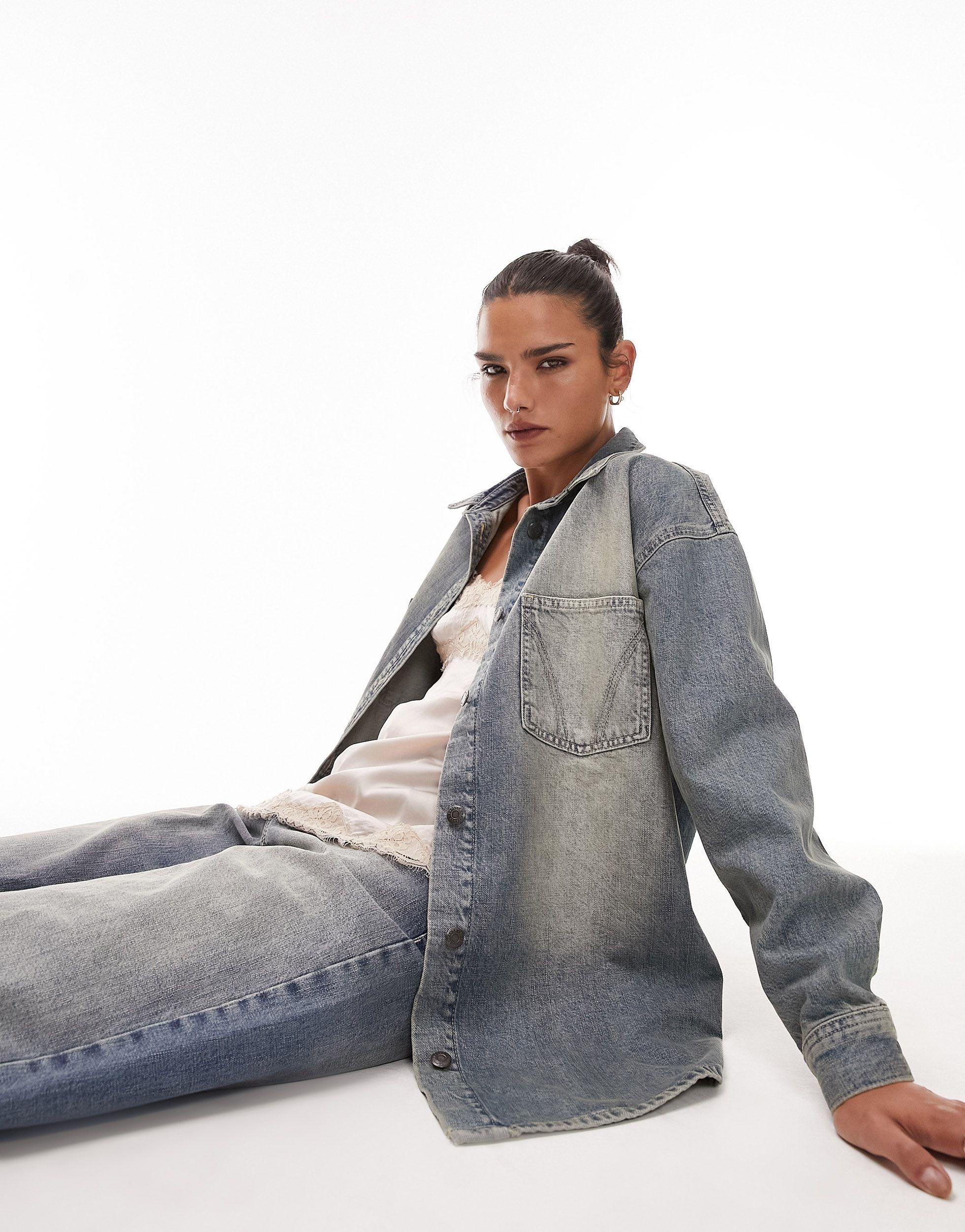 Topshop denim shacket sale