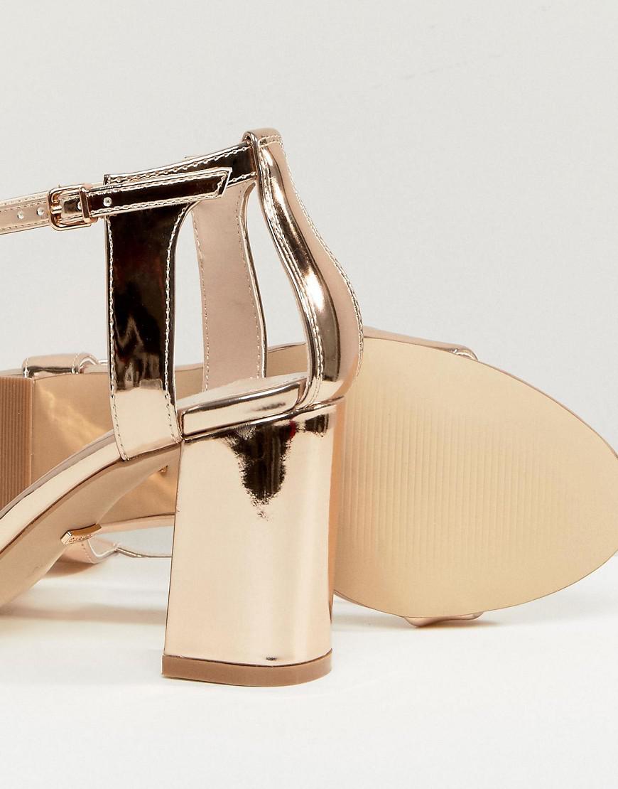 Carvela Kurt Geiger Leather Rose Gold Heeled Sandals in Metallic | Lyst