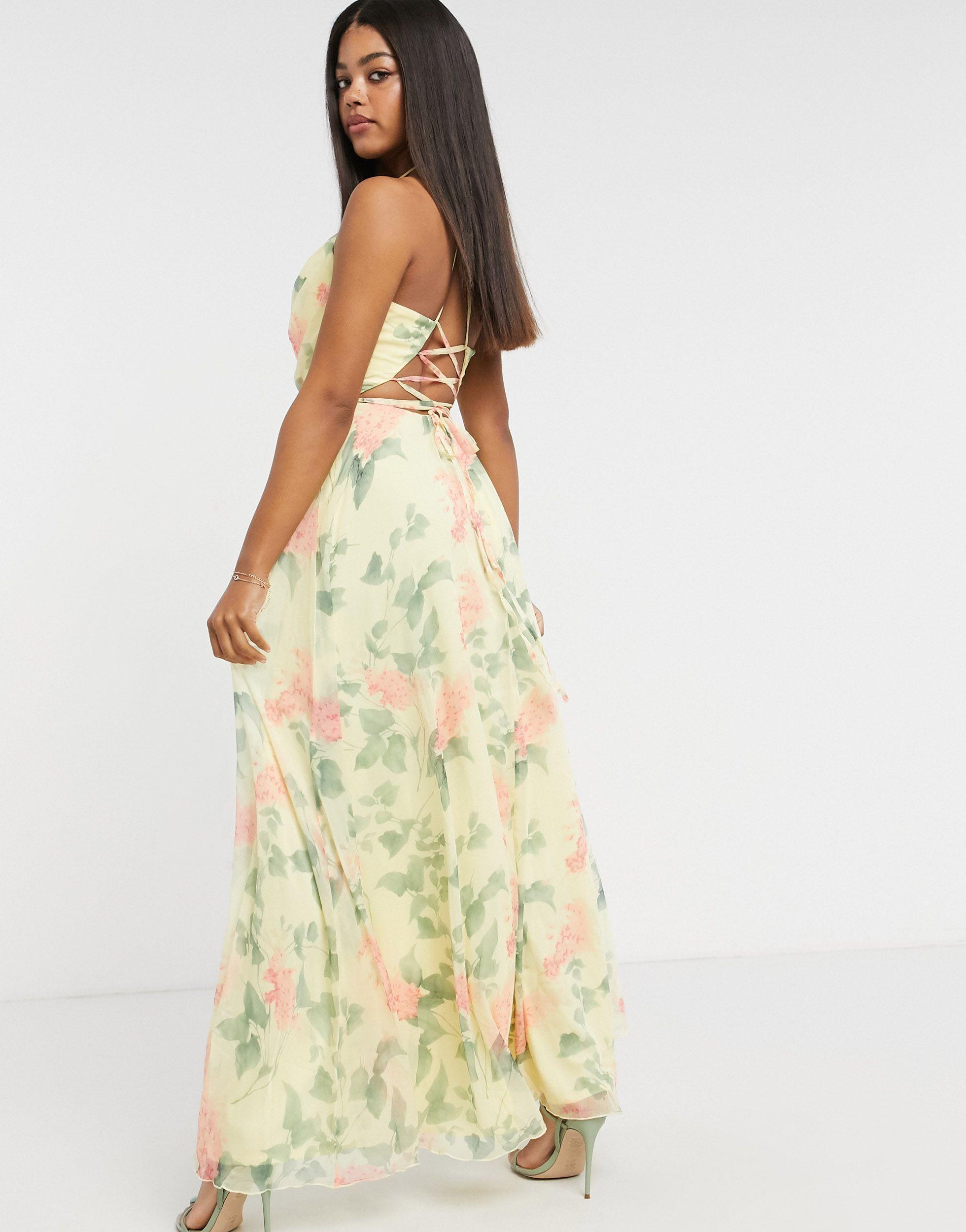 lipsy floral twist front maxi dress