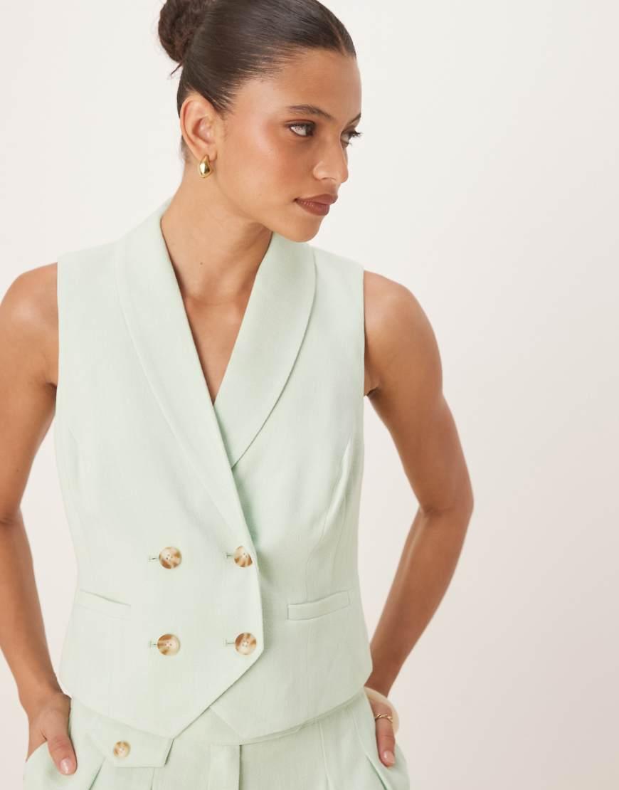 Nobody's Child Double Breasted Cropped Waistcoat Co-Ord in White