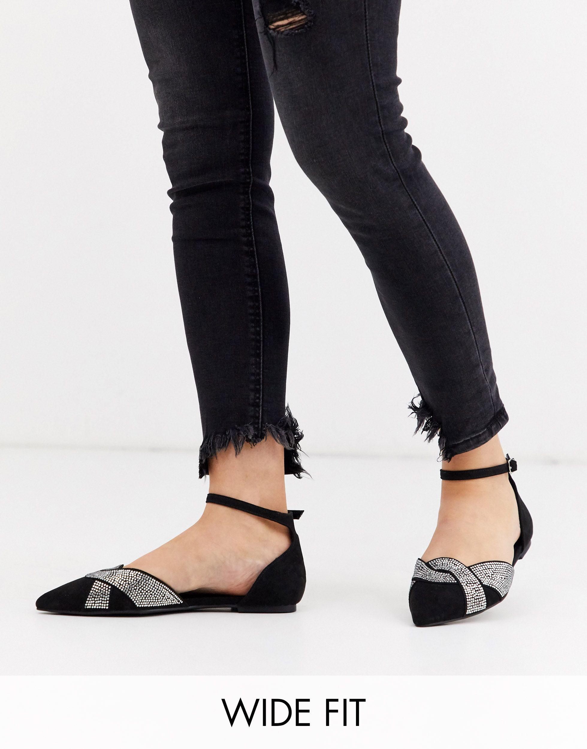 black wide flats