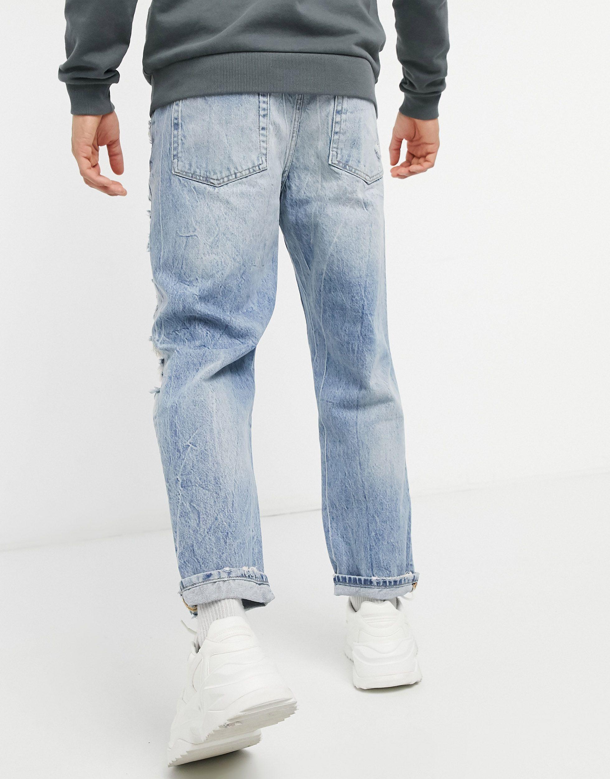 Bershka Denim Straight Vintage Fit in Blue for Men | Lyst