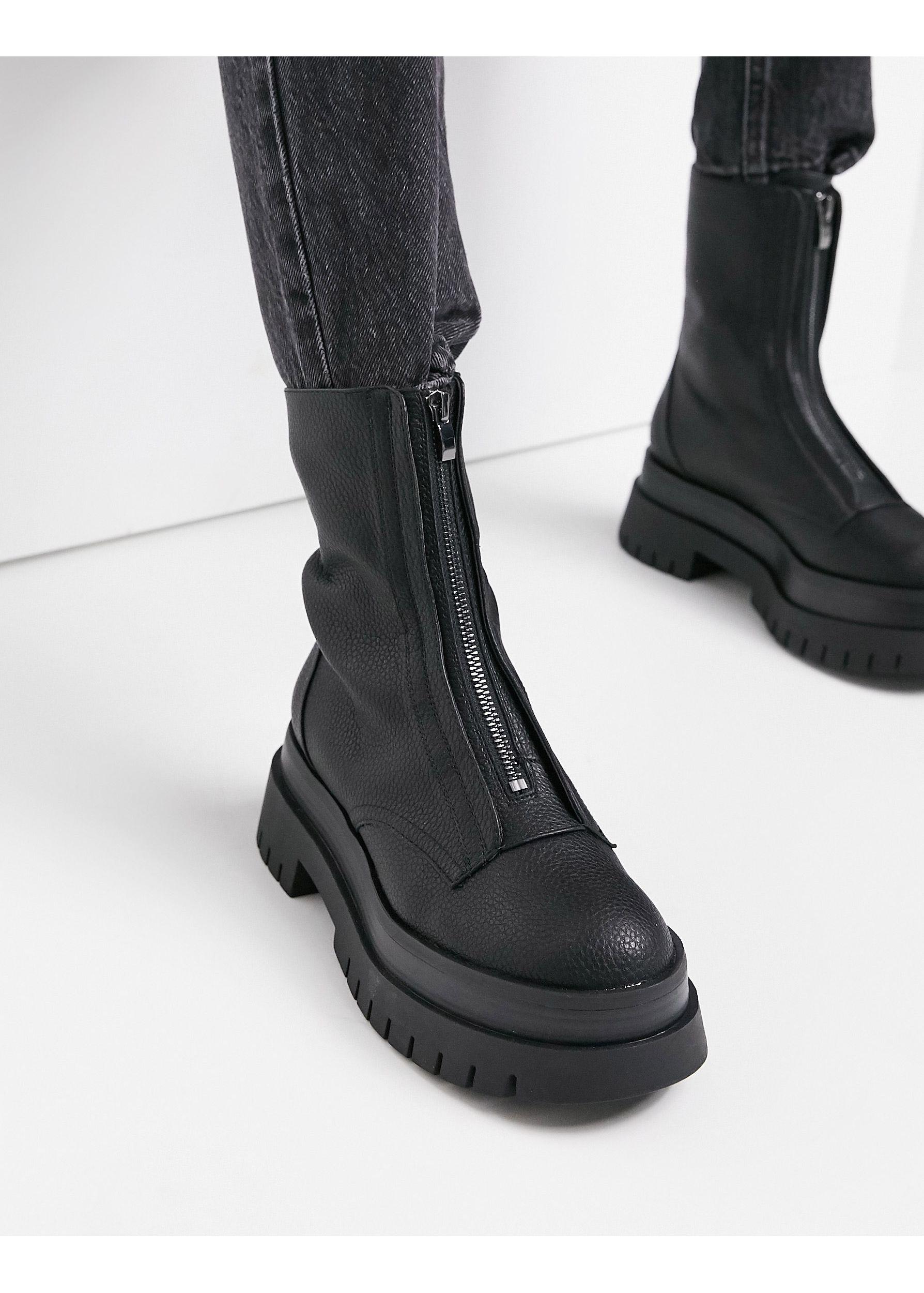 Bershka – e Stiefel mit Absatz und Reißverschluss vorne in Schwarz | Lyst DE