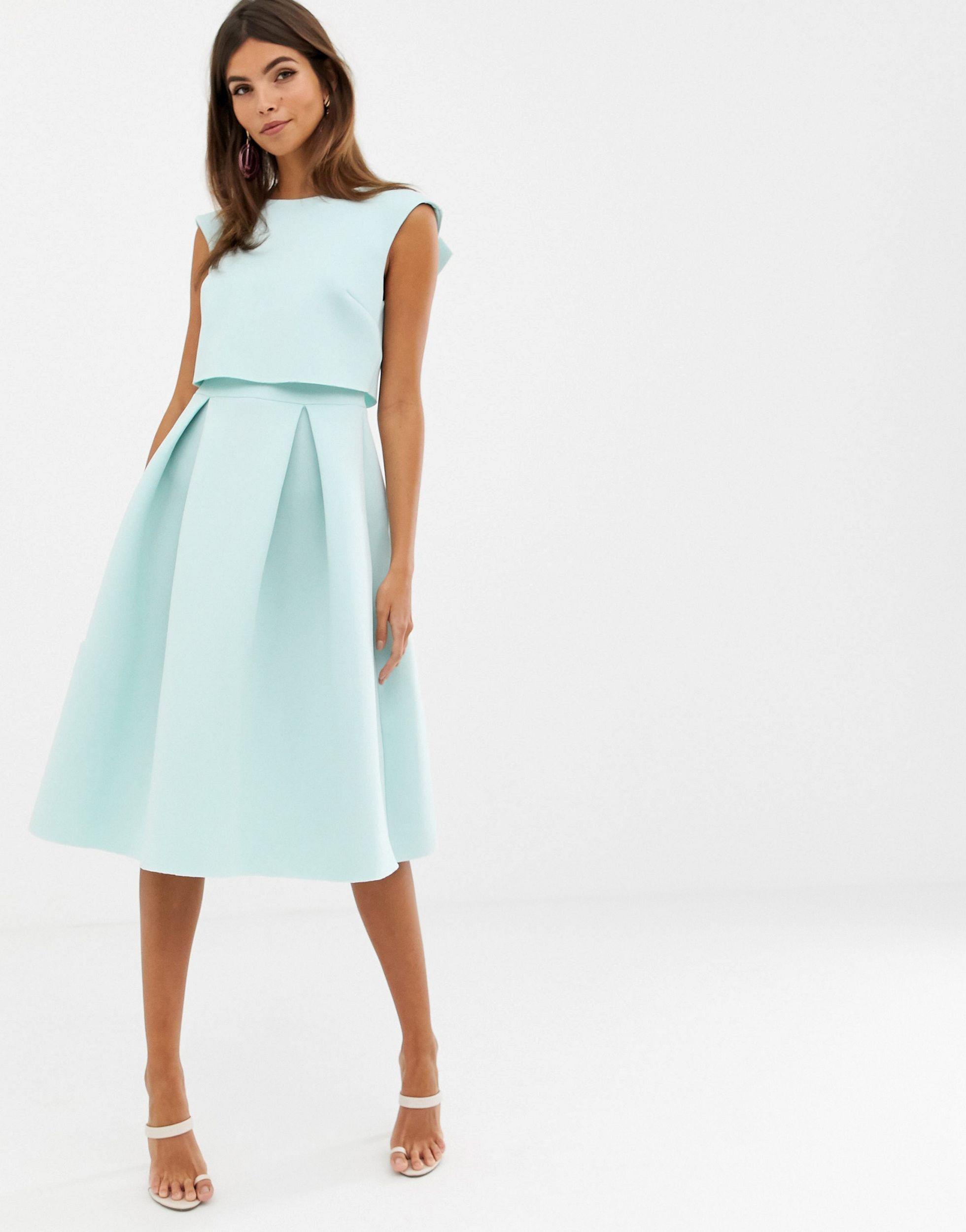 Fold back crop top midi prom dress Clearance