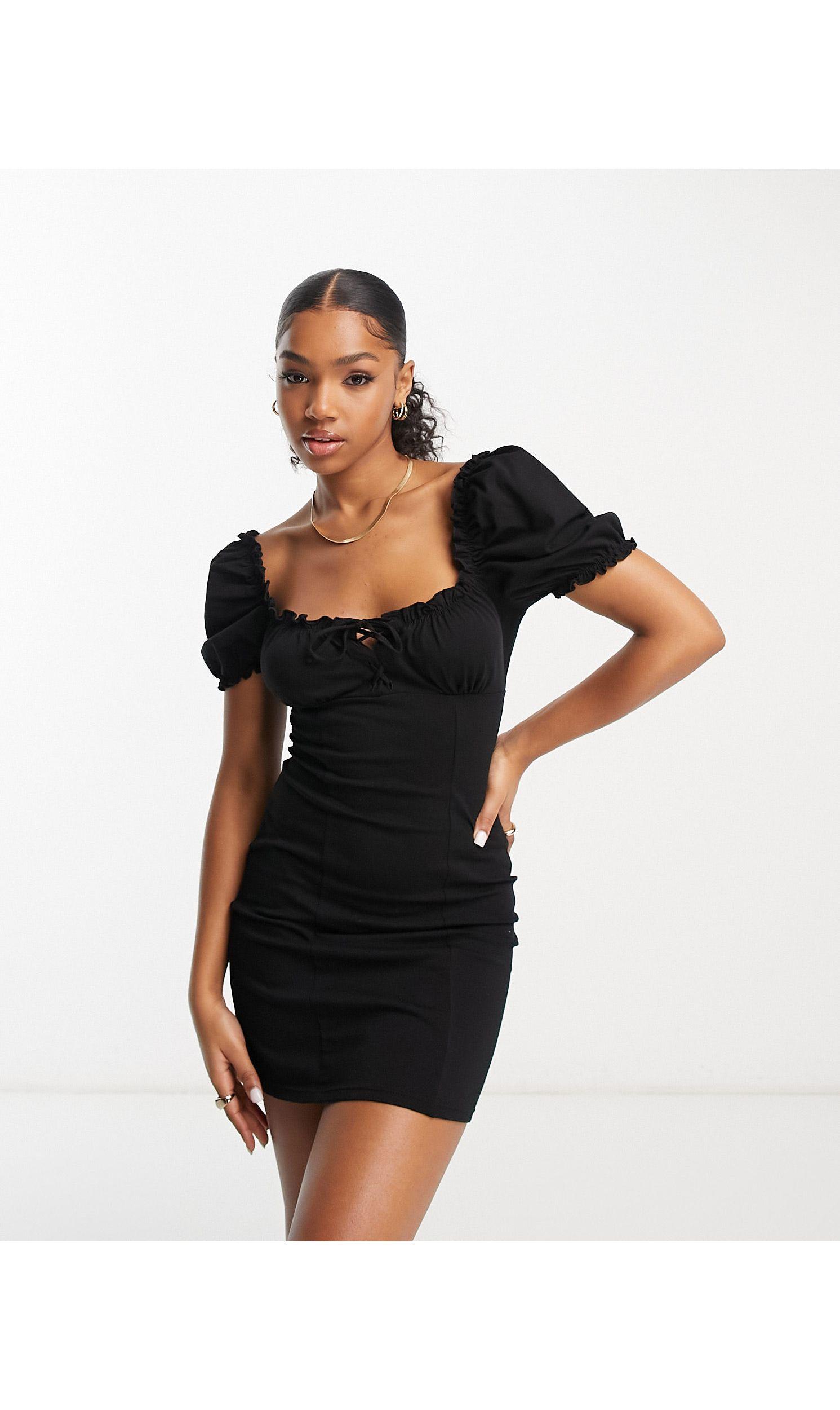 Miss Selfridge Lace Up Milkmaid Bodycon Dress in Black | Lyst Canada