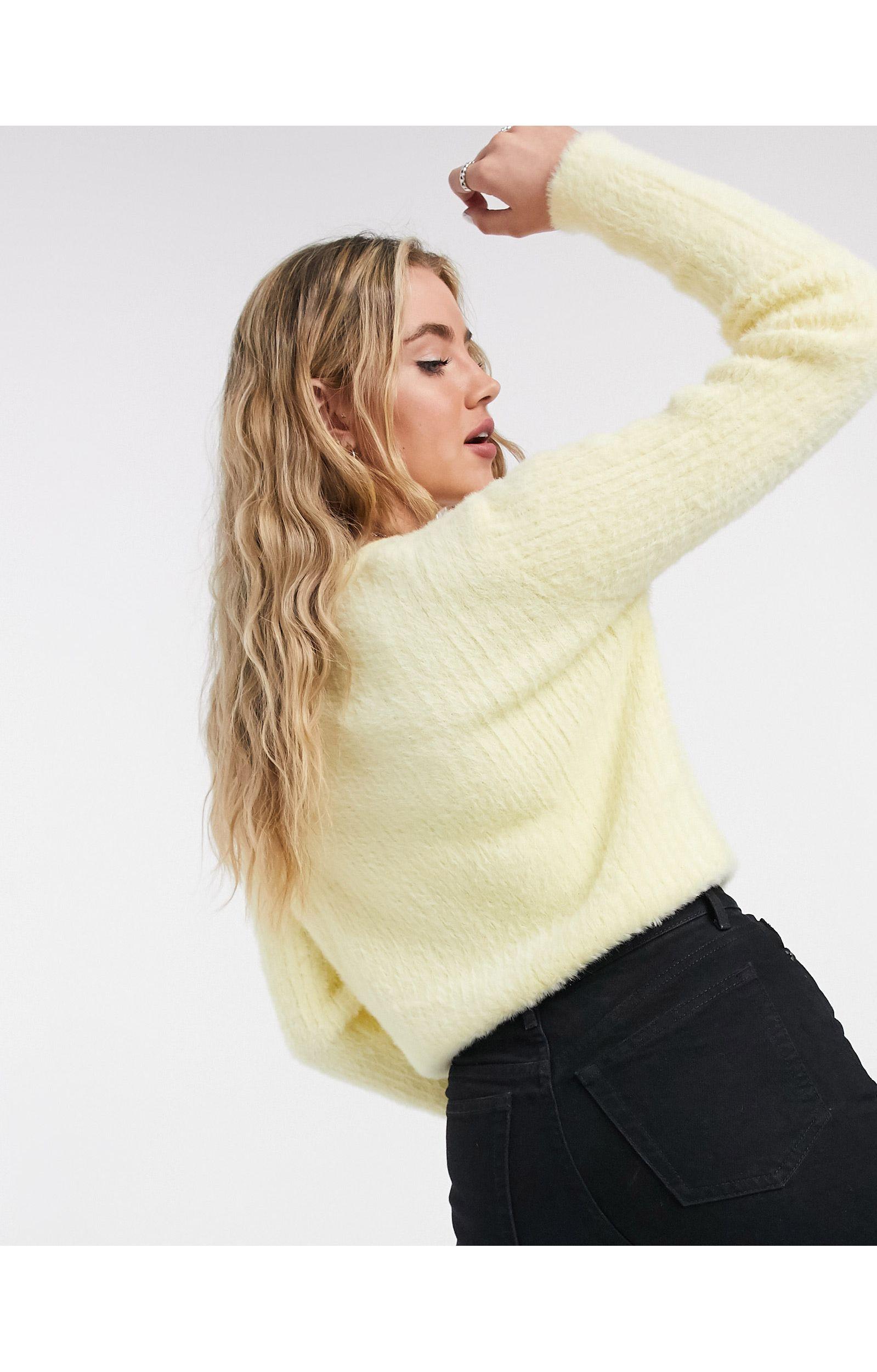 yellow fluffy cardigan