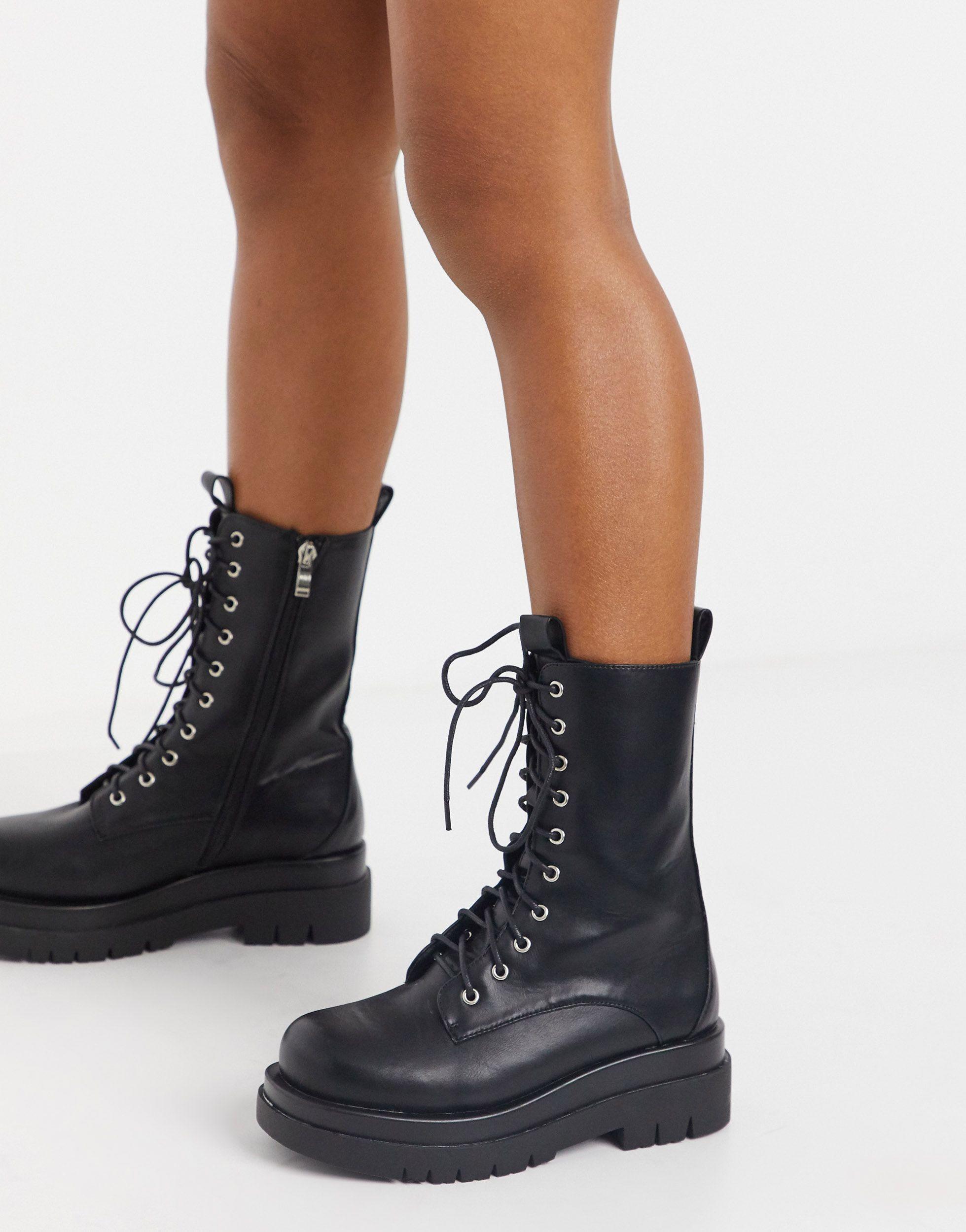 Botas negras planas con cordones dahlia Raid Wide Fit de color Negro | Lyst
