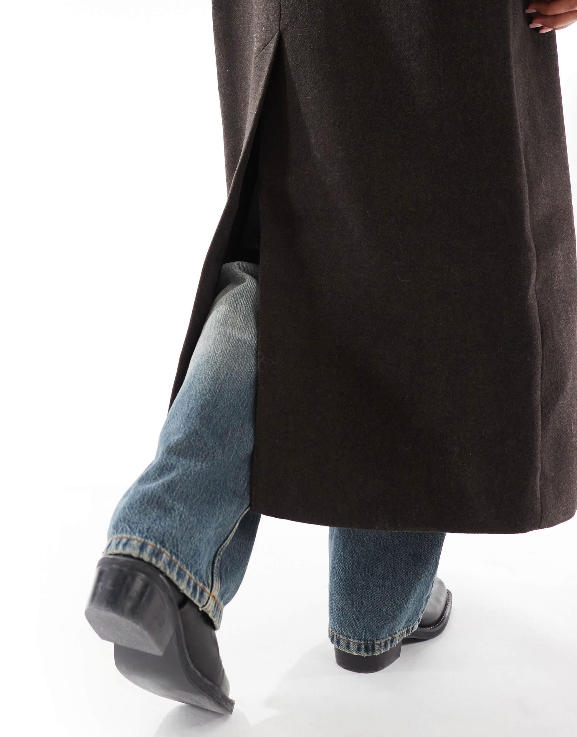 Weekday Logan Wool Blend Oversized Double Breasted Coat in Black