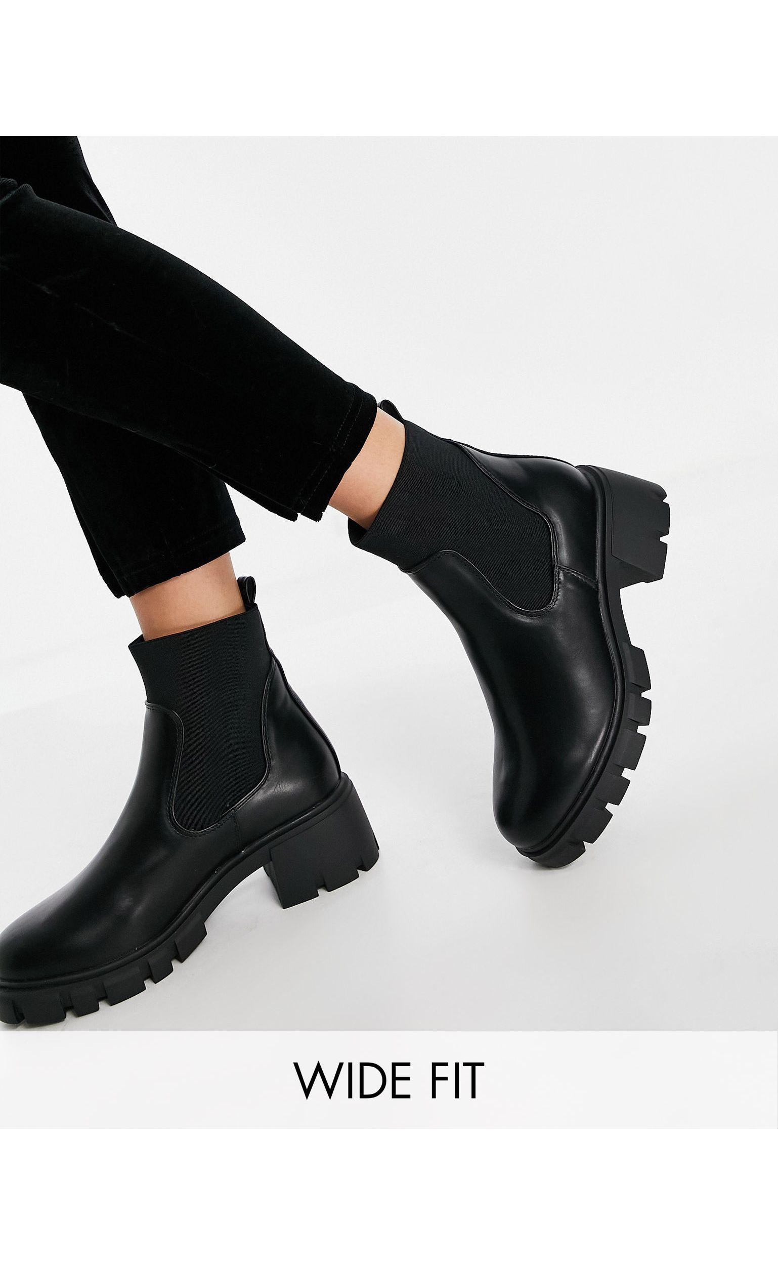 ASOS Wide Fit Robbie Chunky Chelsea Boots in Black - Lyst