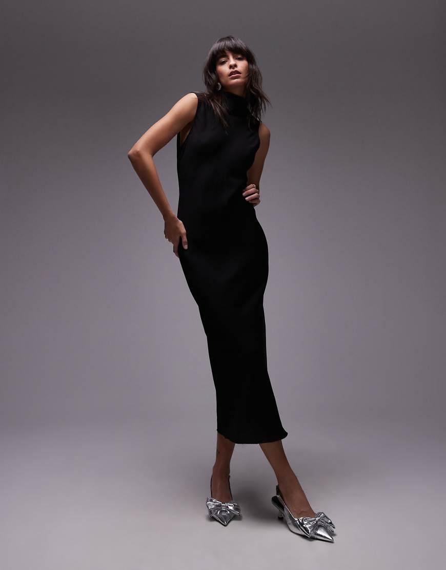 arket bias cut slip dress ARKET Bias Cut Maxi Dress With Low Cowl Back in Black