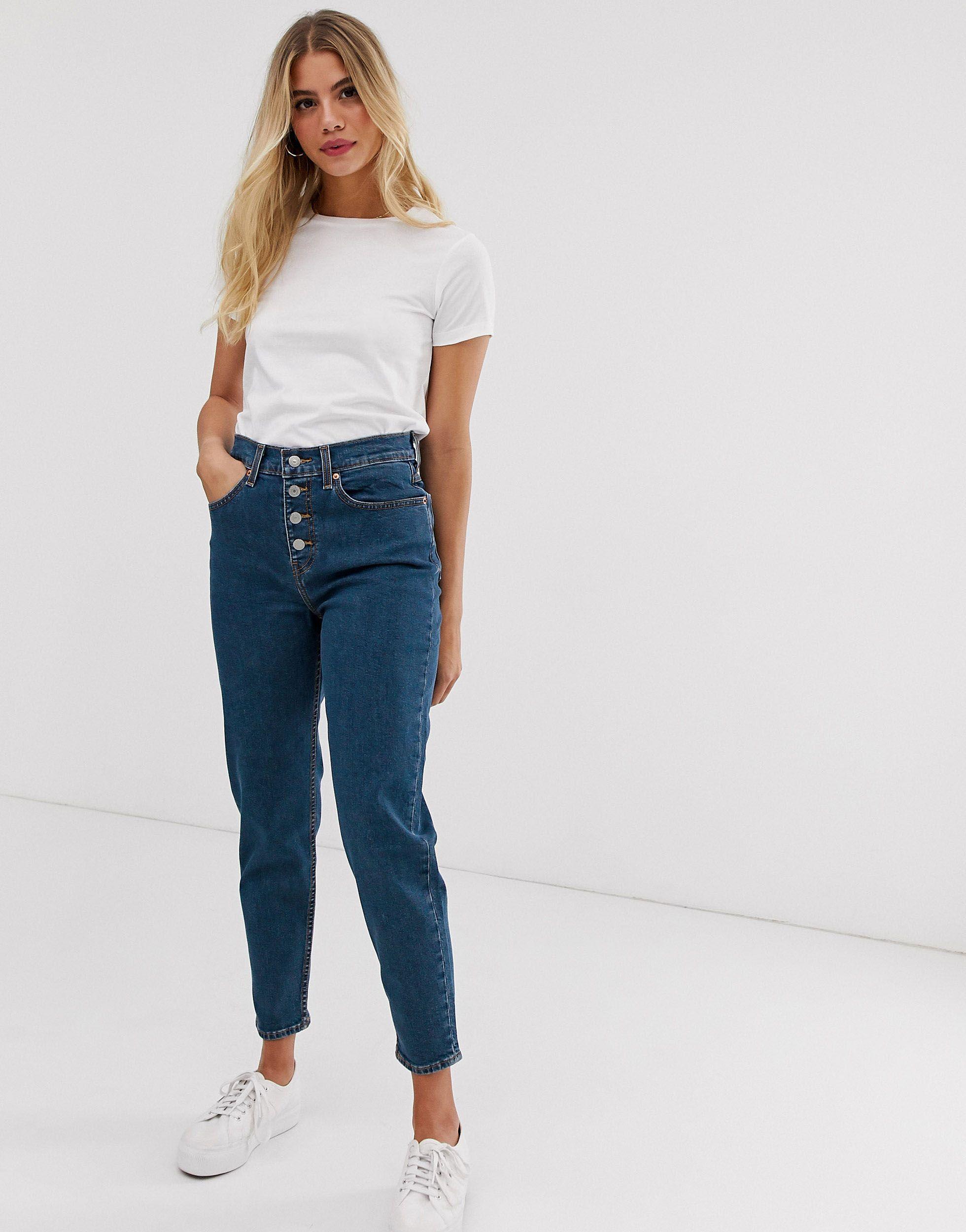 Levi's Denim Exposed Button Mom Jean in Blue | Lyst
