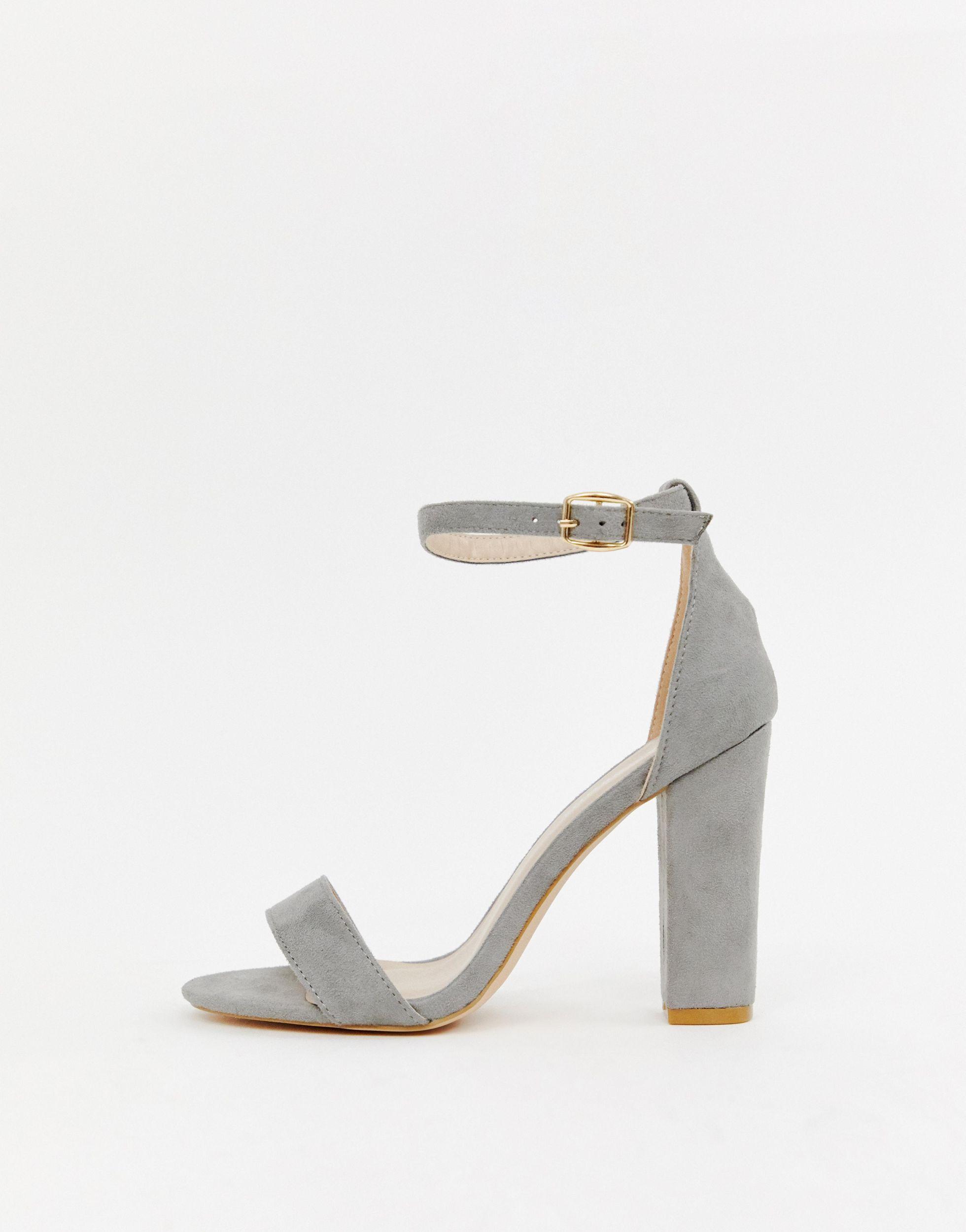 Glamorous Rubber Barely There Grey Block Heeled Sandals in Pink (Gray) -  Lyst