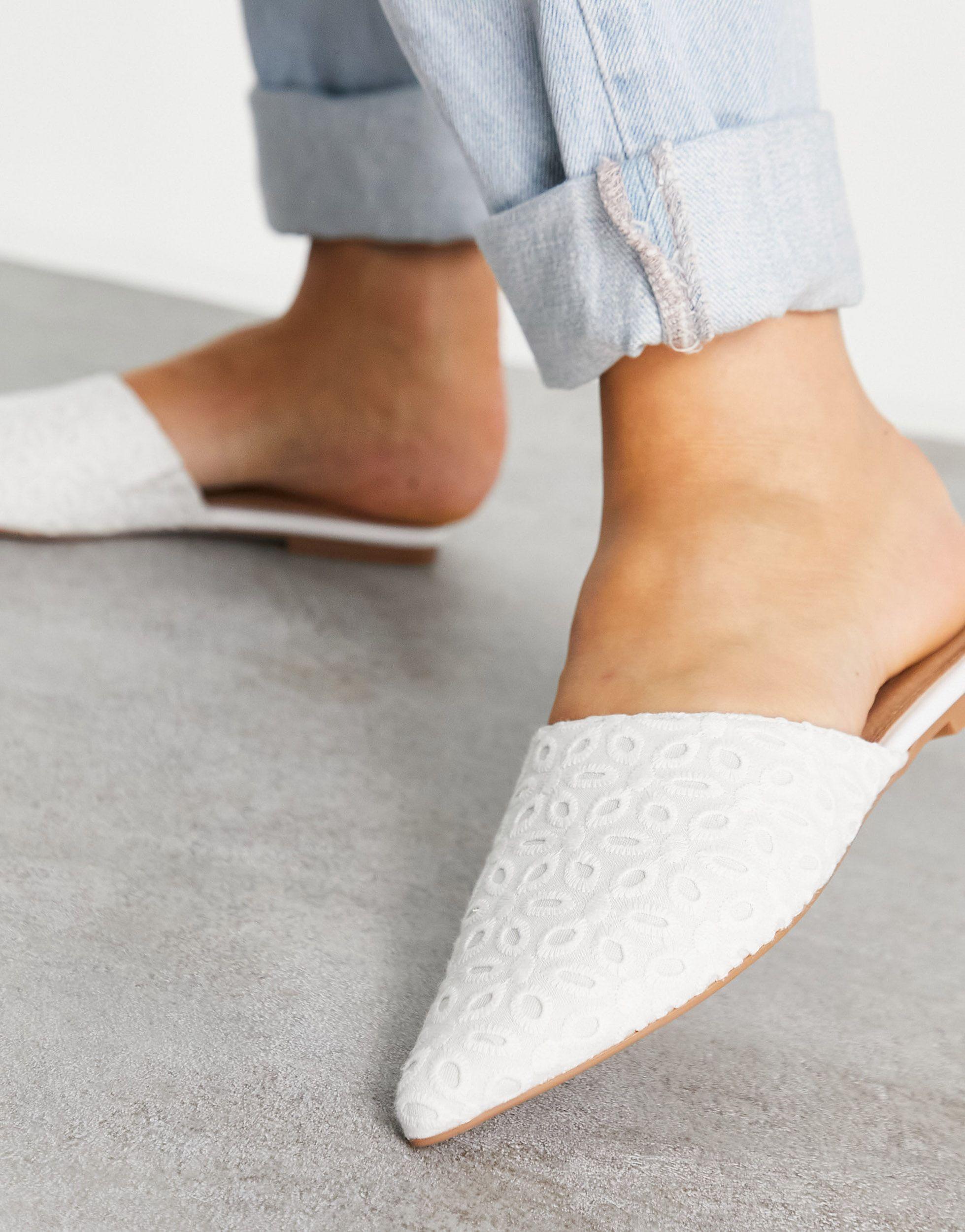 white pointed mule