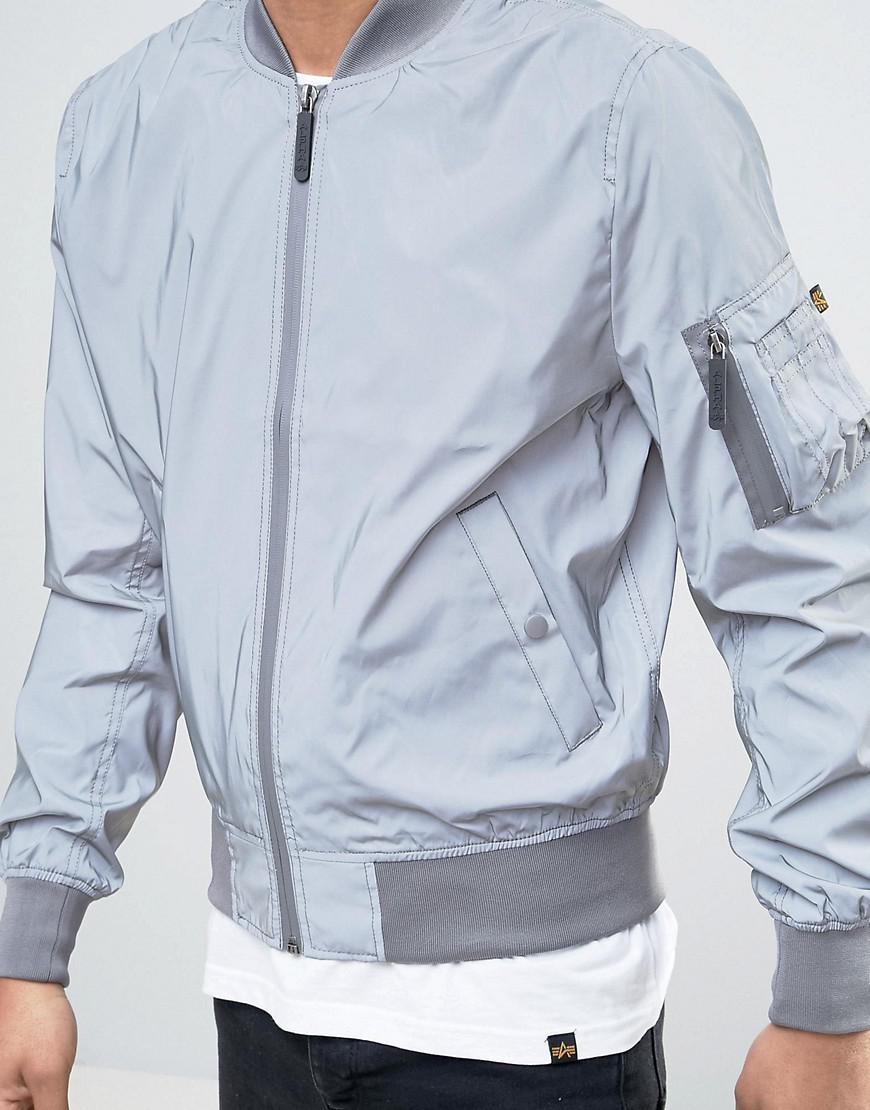 Alpha Industries Synthetic Ma1 Reflective Bomber Jacket In Silver in