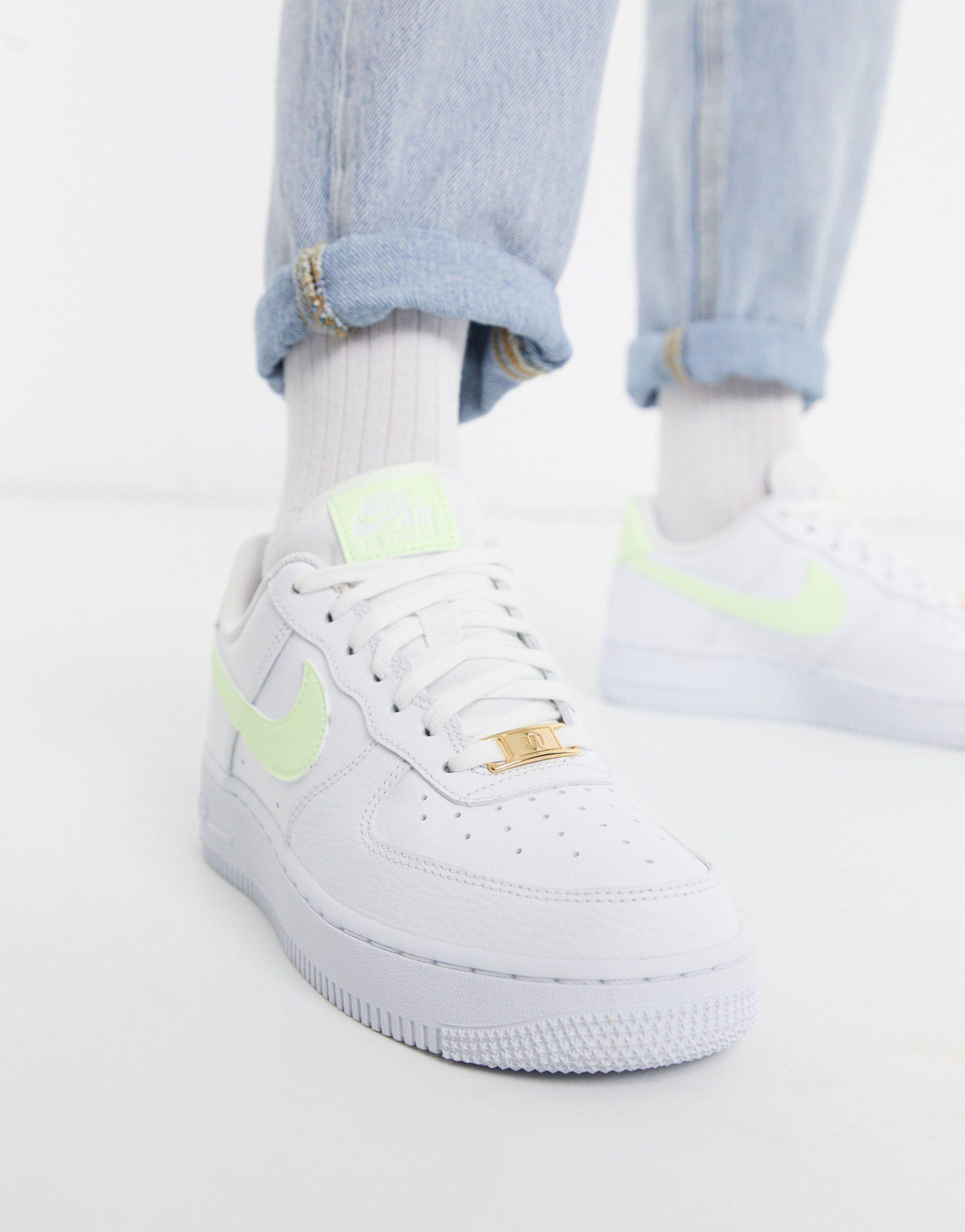 Nike Air Force 1 '07 White And Fluro Green Sneakers | Lyst