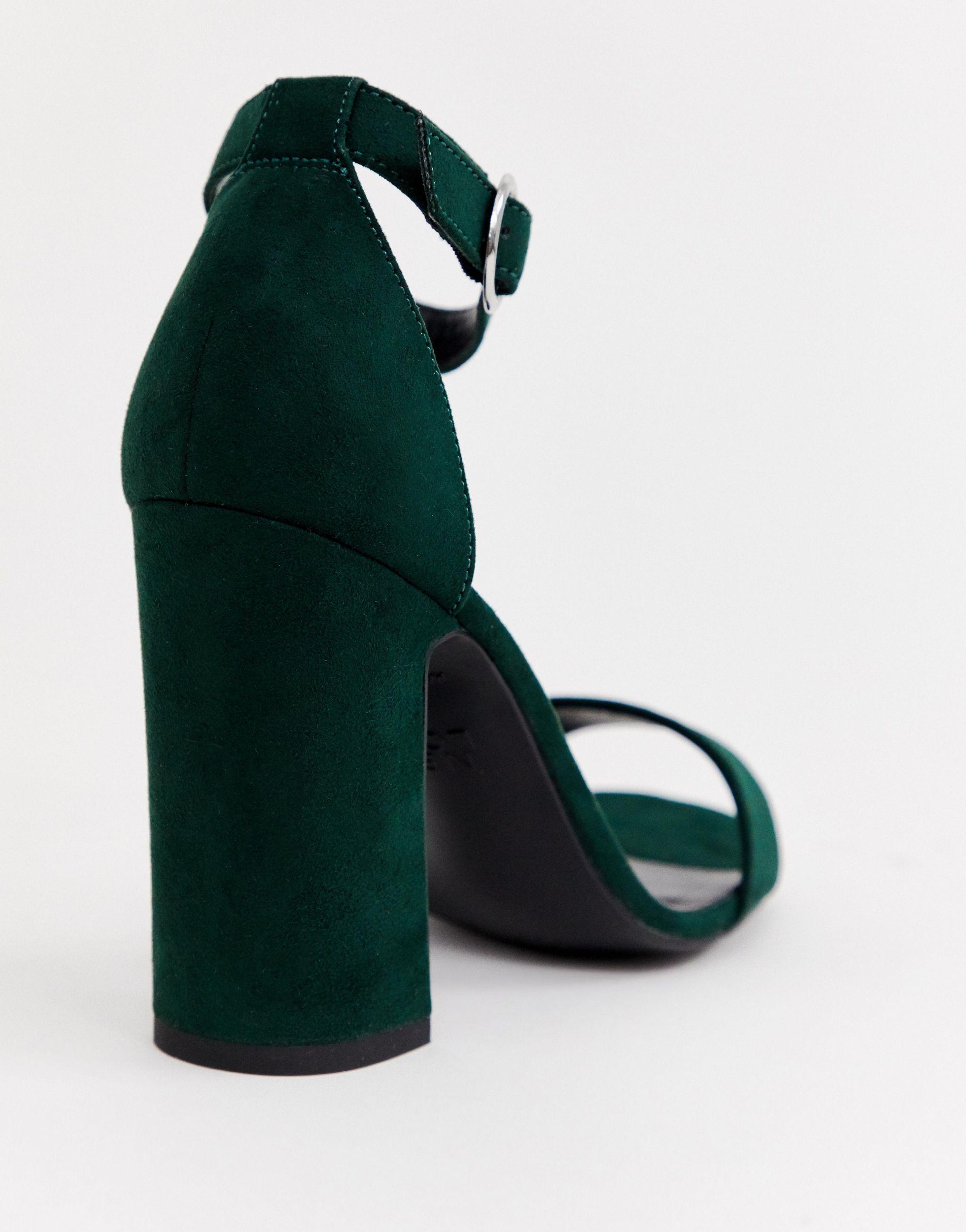 New Look Dark Green Velvet Platform Block Heel Sandals Vegan - ShopStyle